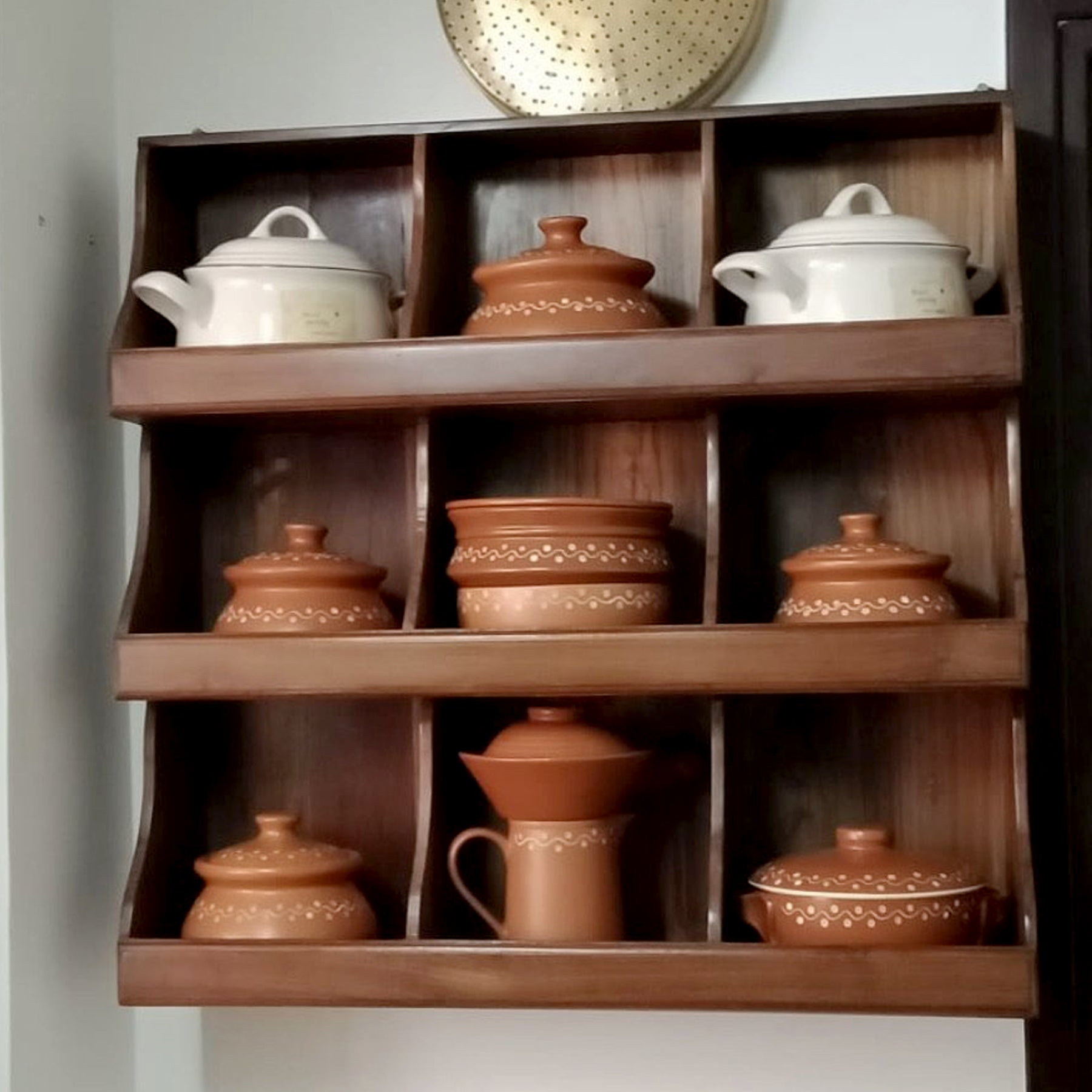 Wooden Multipurpose 9-Rack Wall Hanging Cabinet Rack