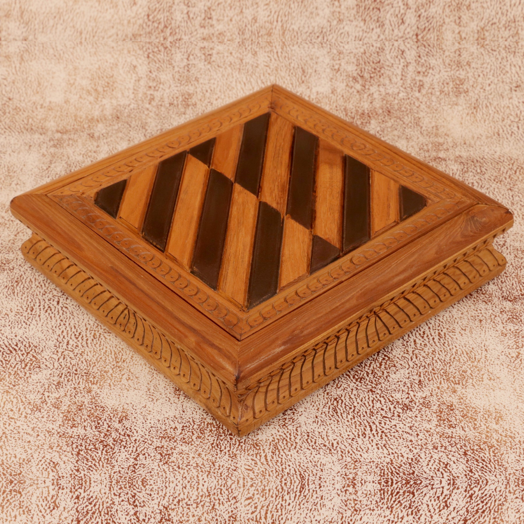 Striped Square Box Wooden Box