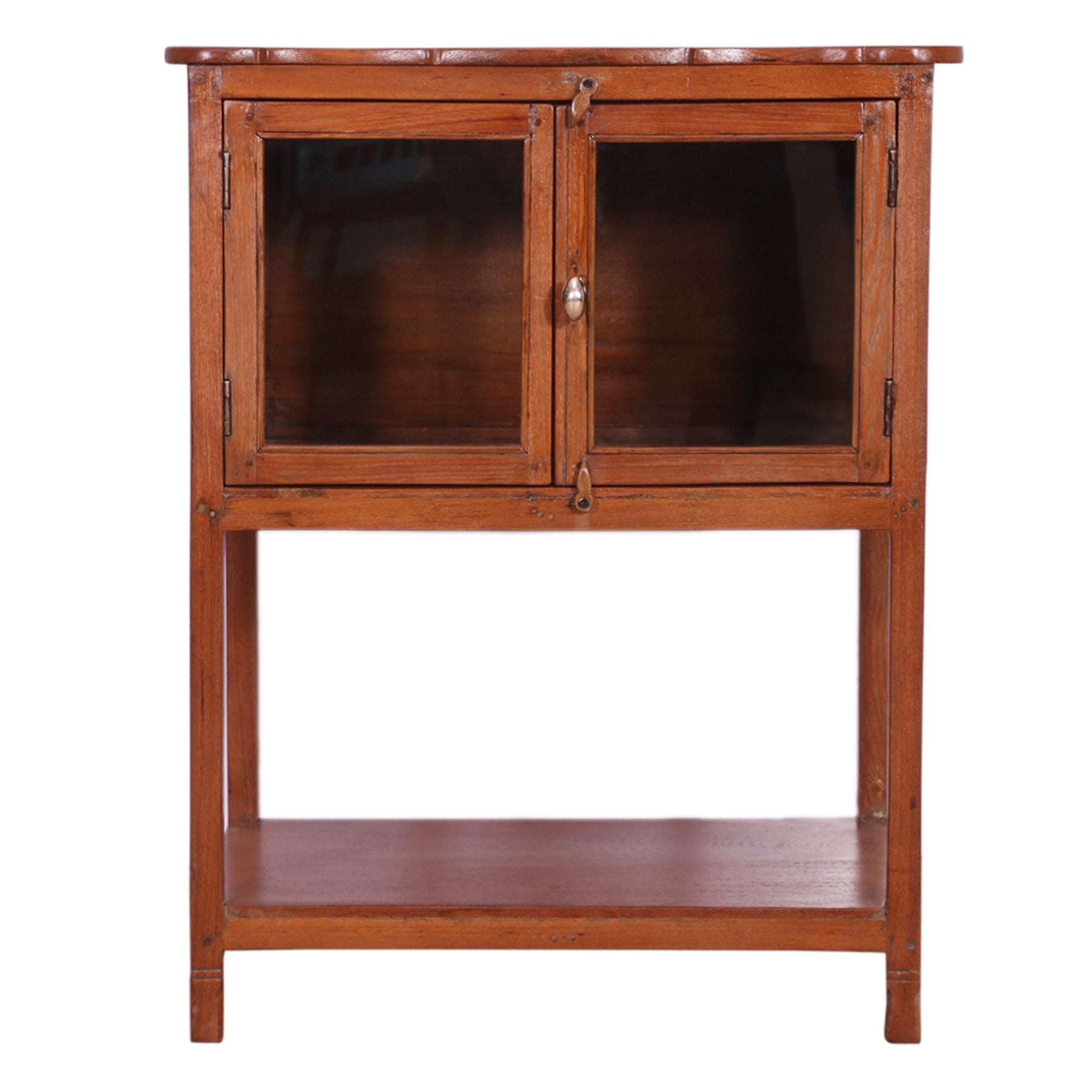 Traditional Teak Wood Double-Door Bedside Table Showcase