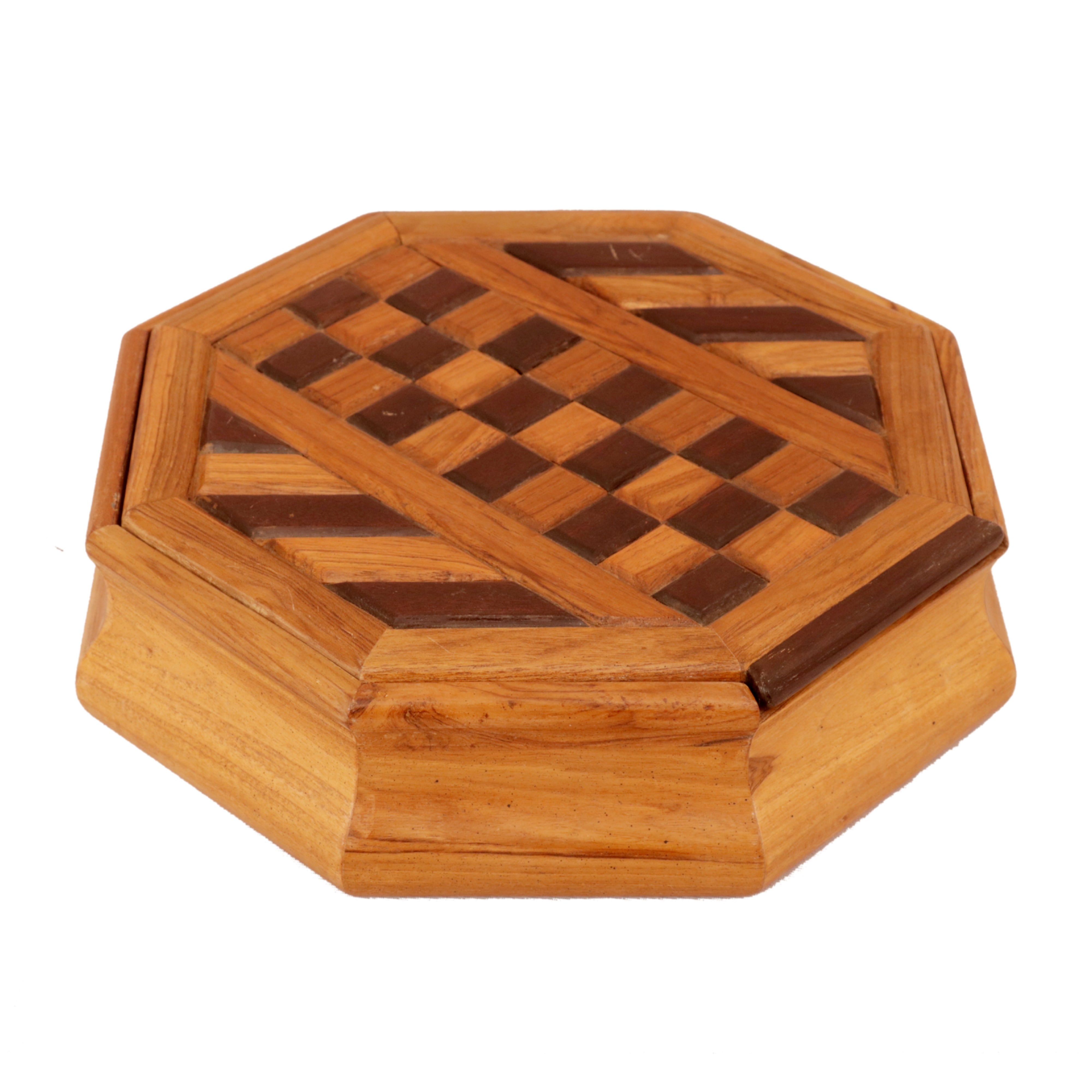 Striped Checks Pattern Wooden Box