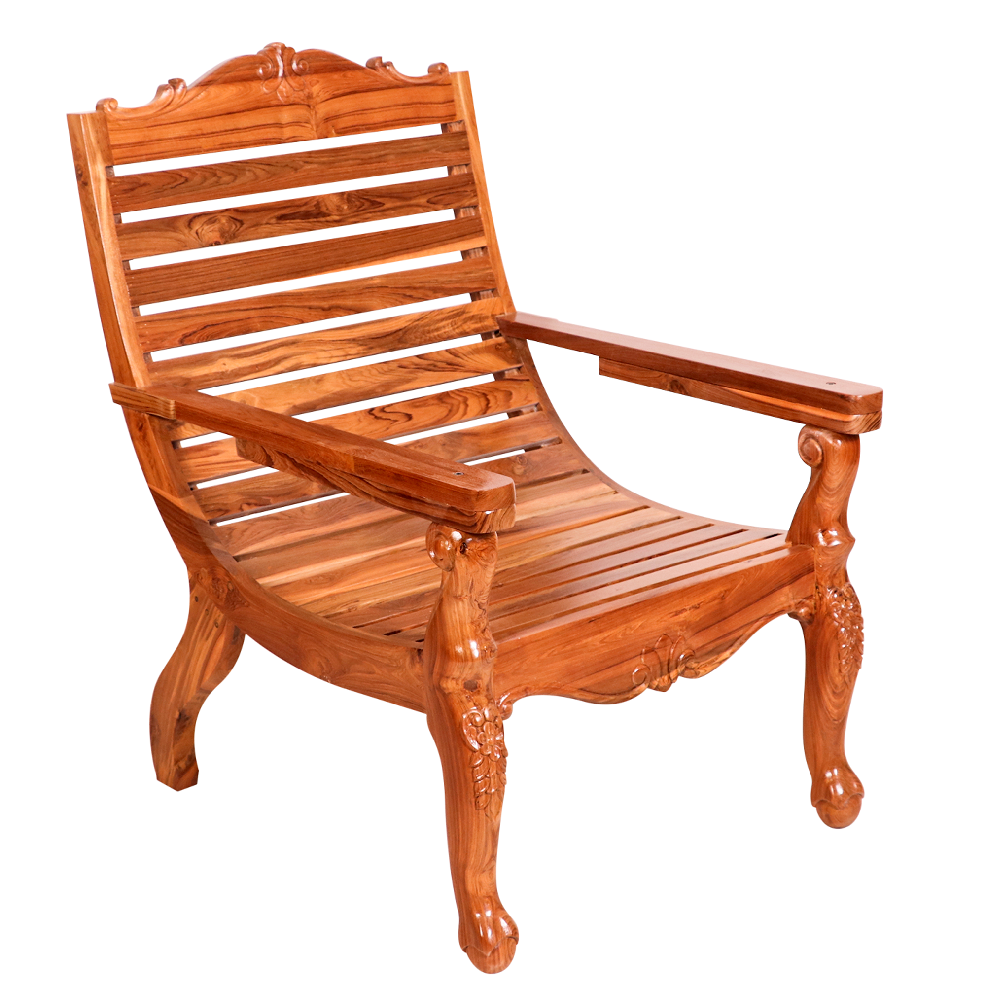 Solid Wood Stripped Traditional Recliner Planters Chair Easy Chair