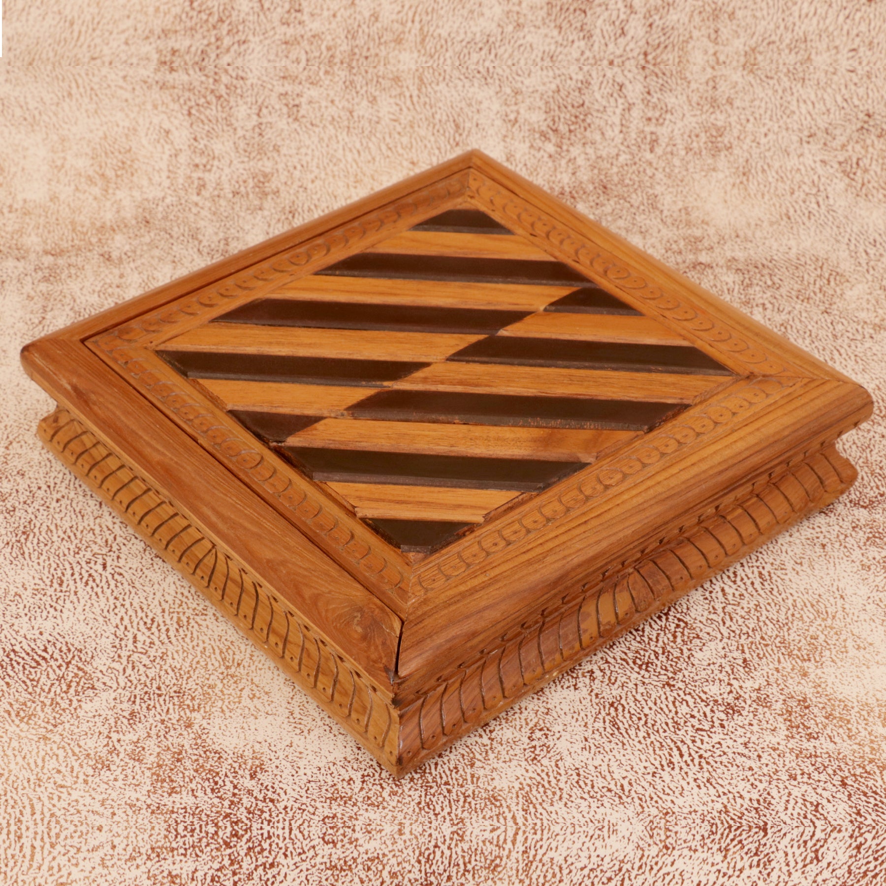 Striped Square Box Wooden Box