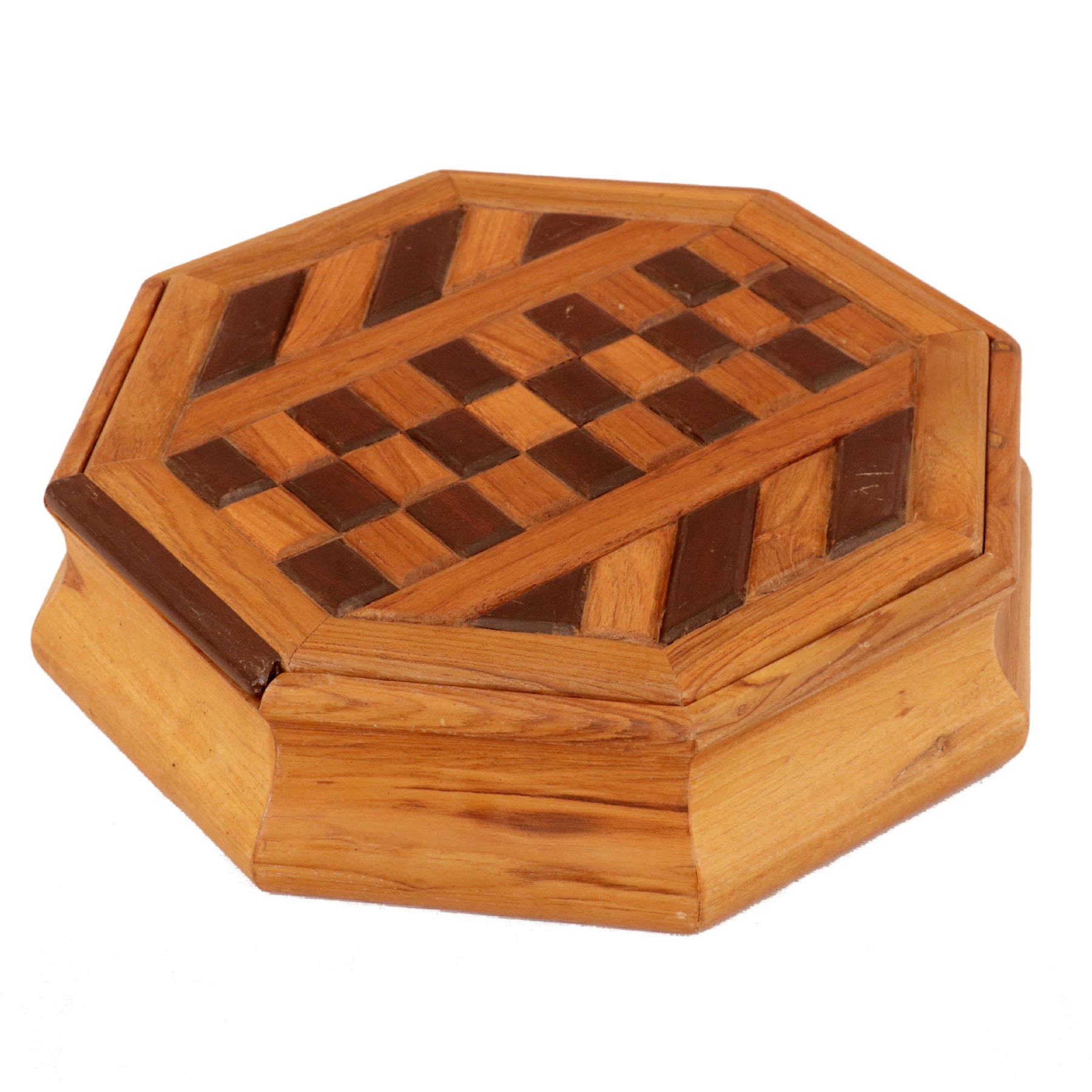 Striped Checks Pattern Wooden Box