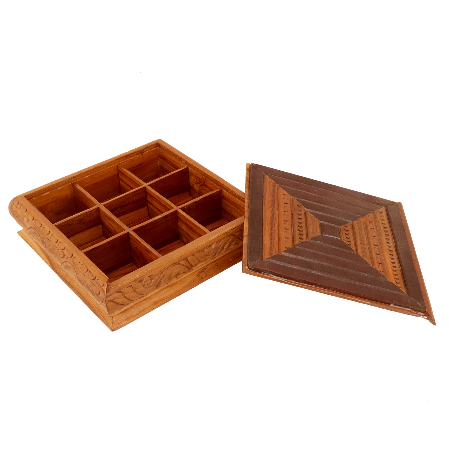 Nine Compartment Box Wooden Box