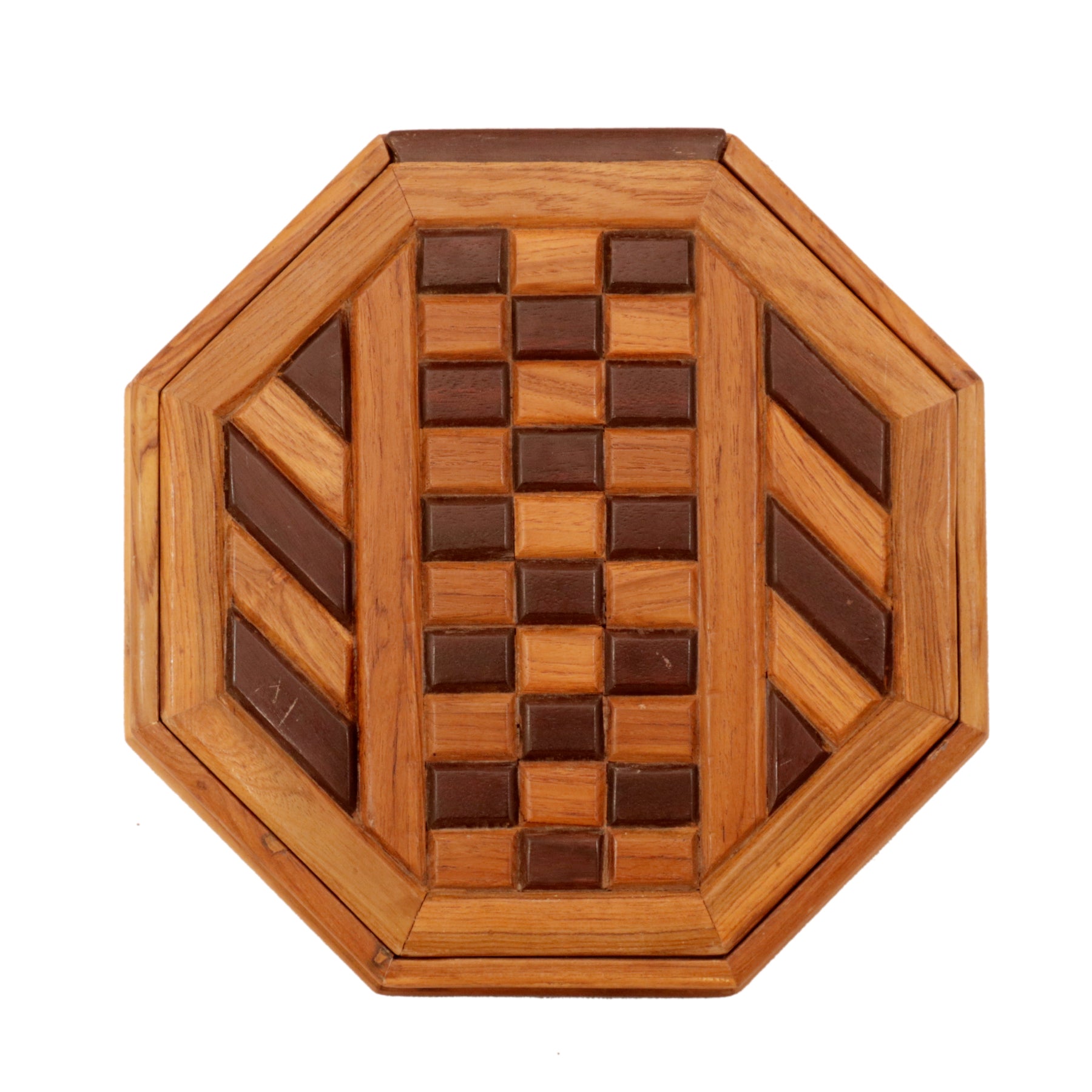 Striped Checks Pattern Wooden Box