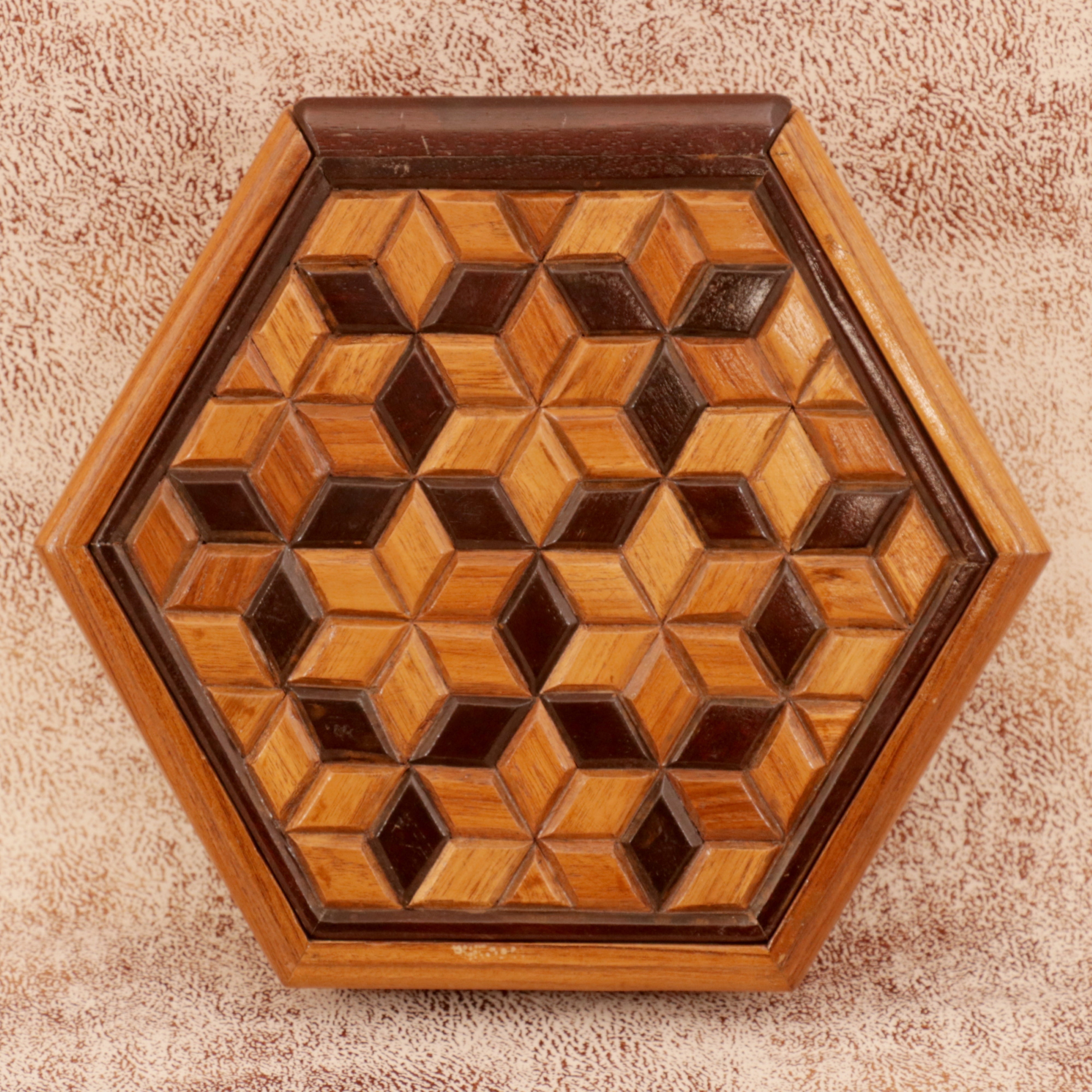 Hexagonal Inlay Box Wooden Box