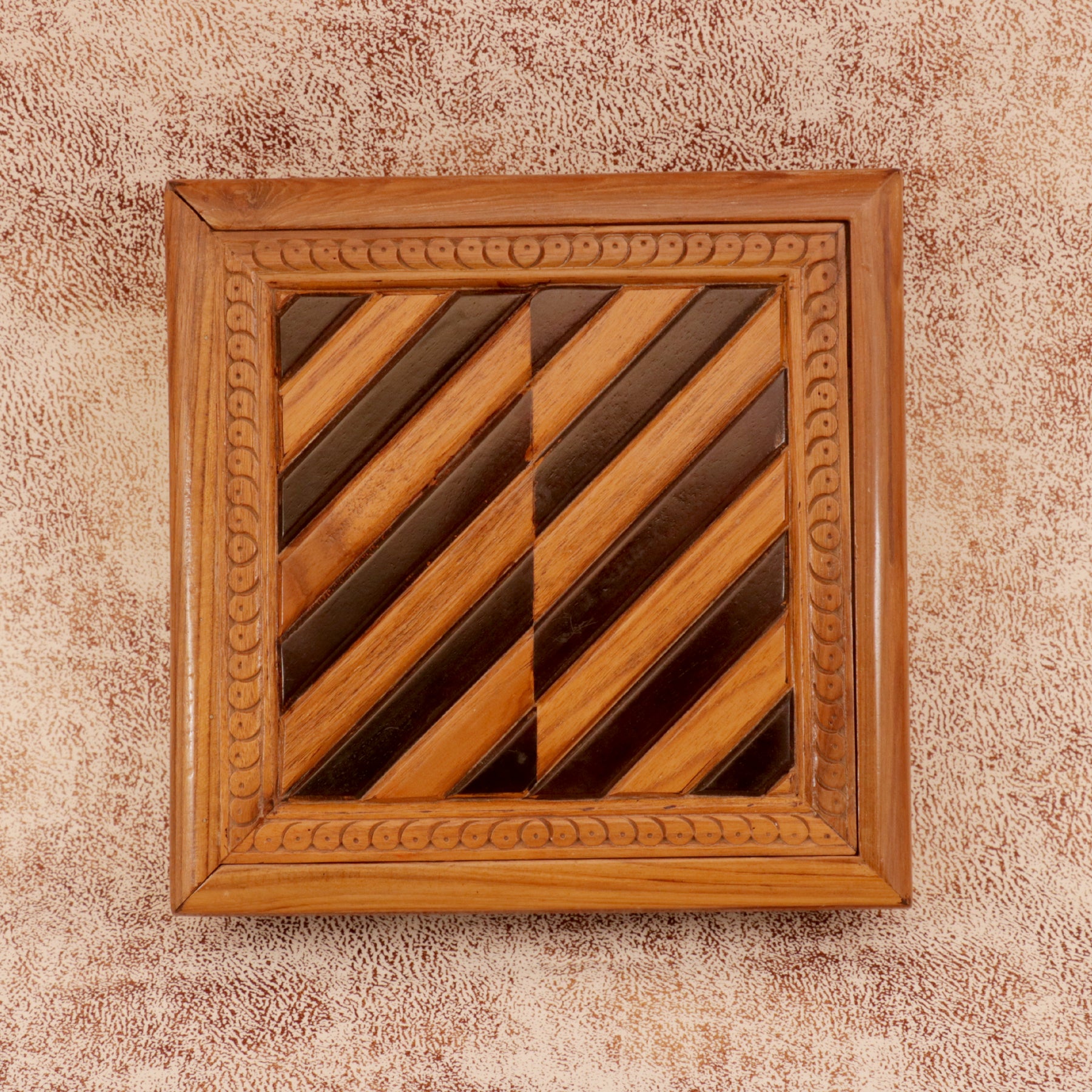 Striped Square Box Wooden Box