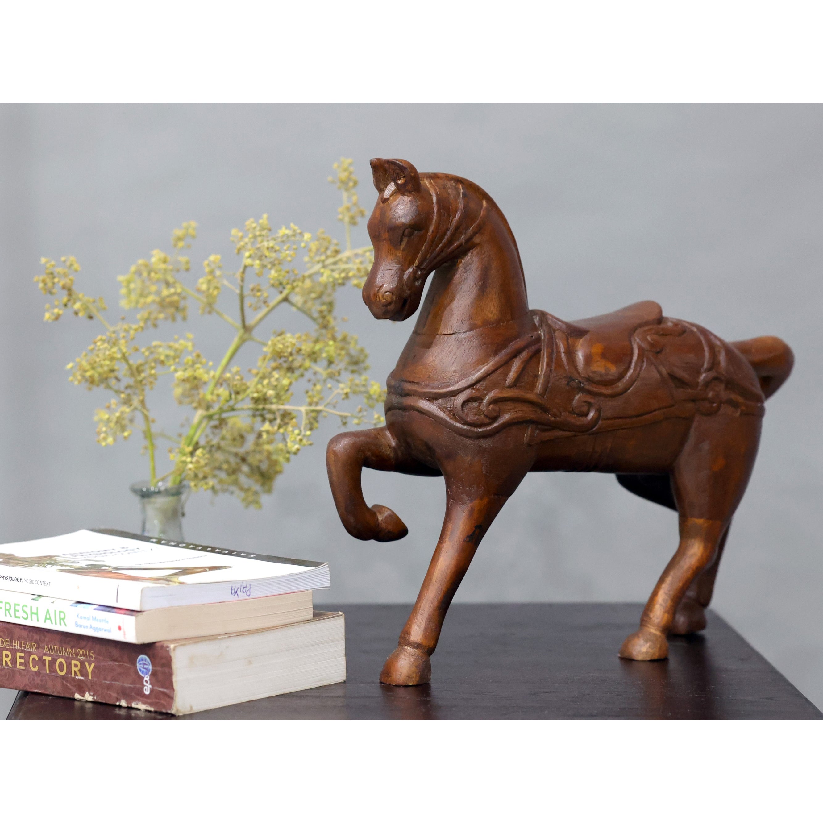 Trotting Wooden Horse Animal Figurine