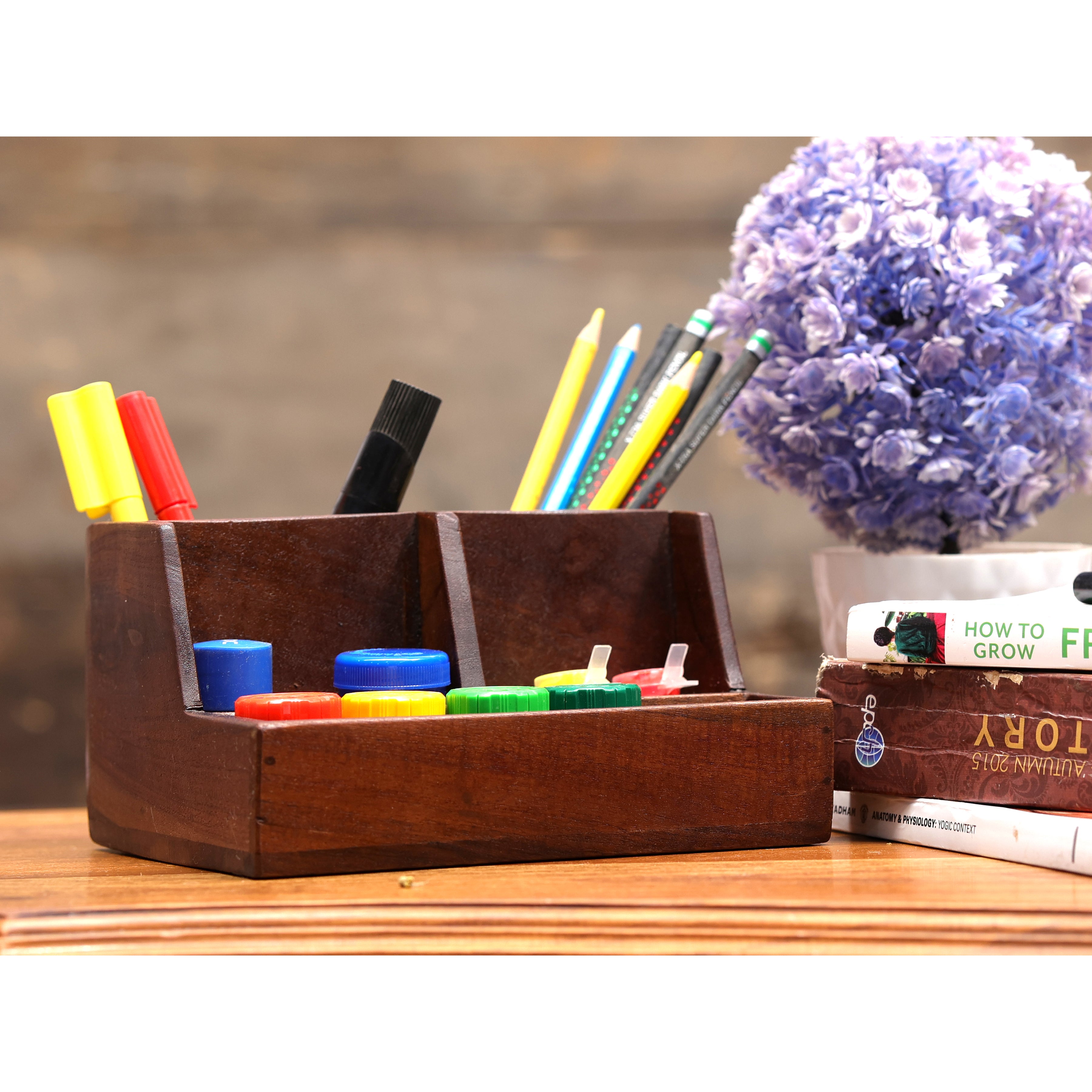 Classic Natural Tone 5-Slot Desk Organizer Desk Organizer