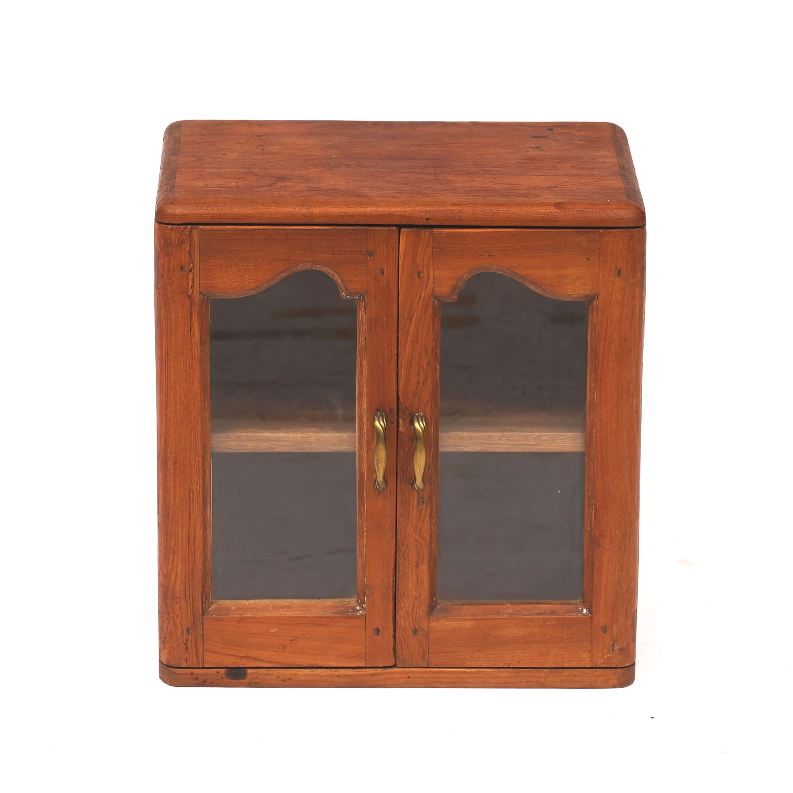 Diamond Carved Side Teak Single Shelf Cabinet Temple