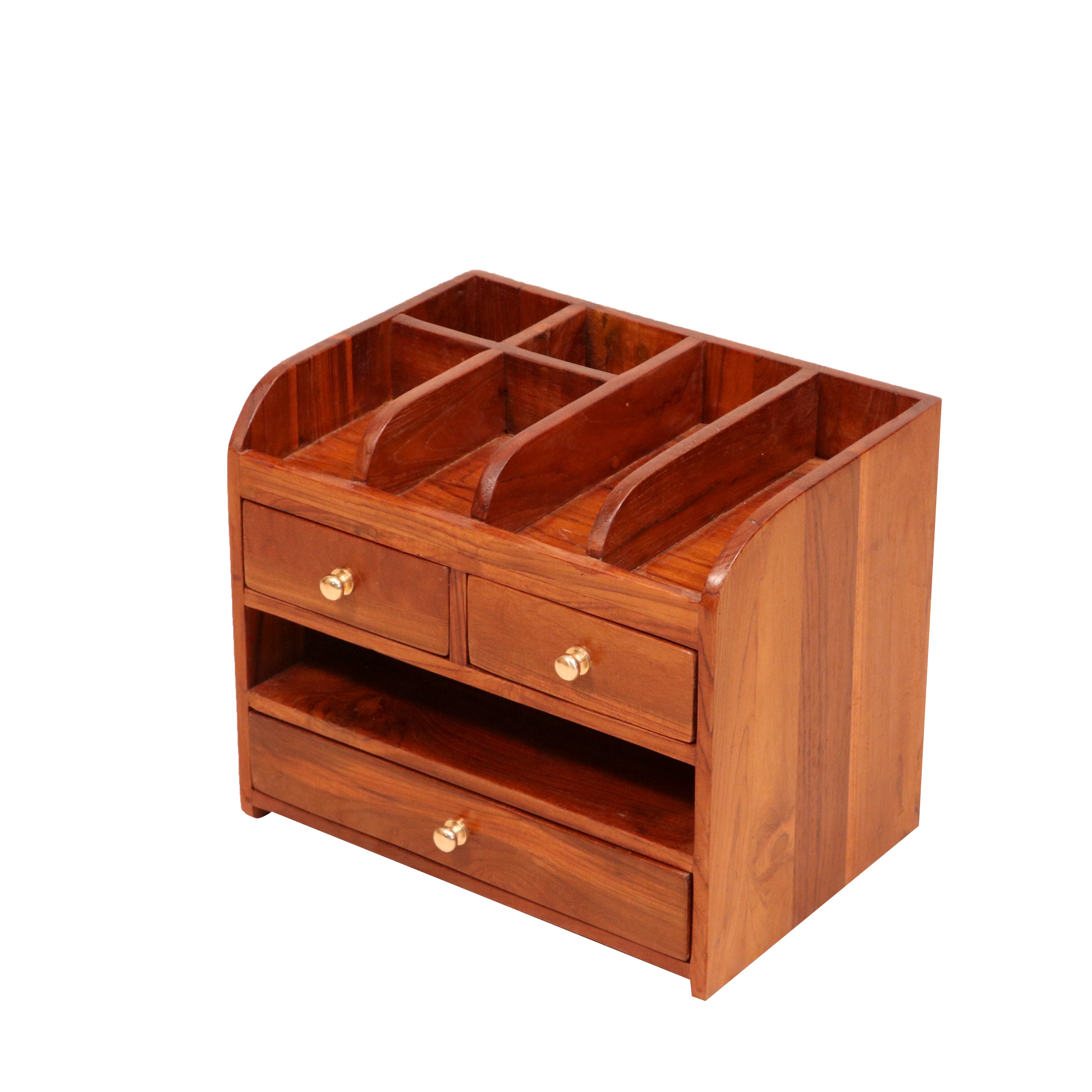 Traditional Multi-Storage Vintage Handmade Wooden Desk Organizer for Office Desk Organizer
