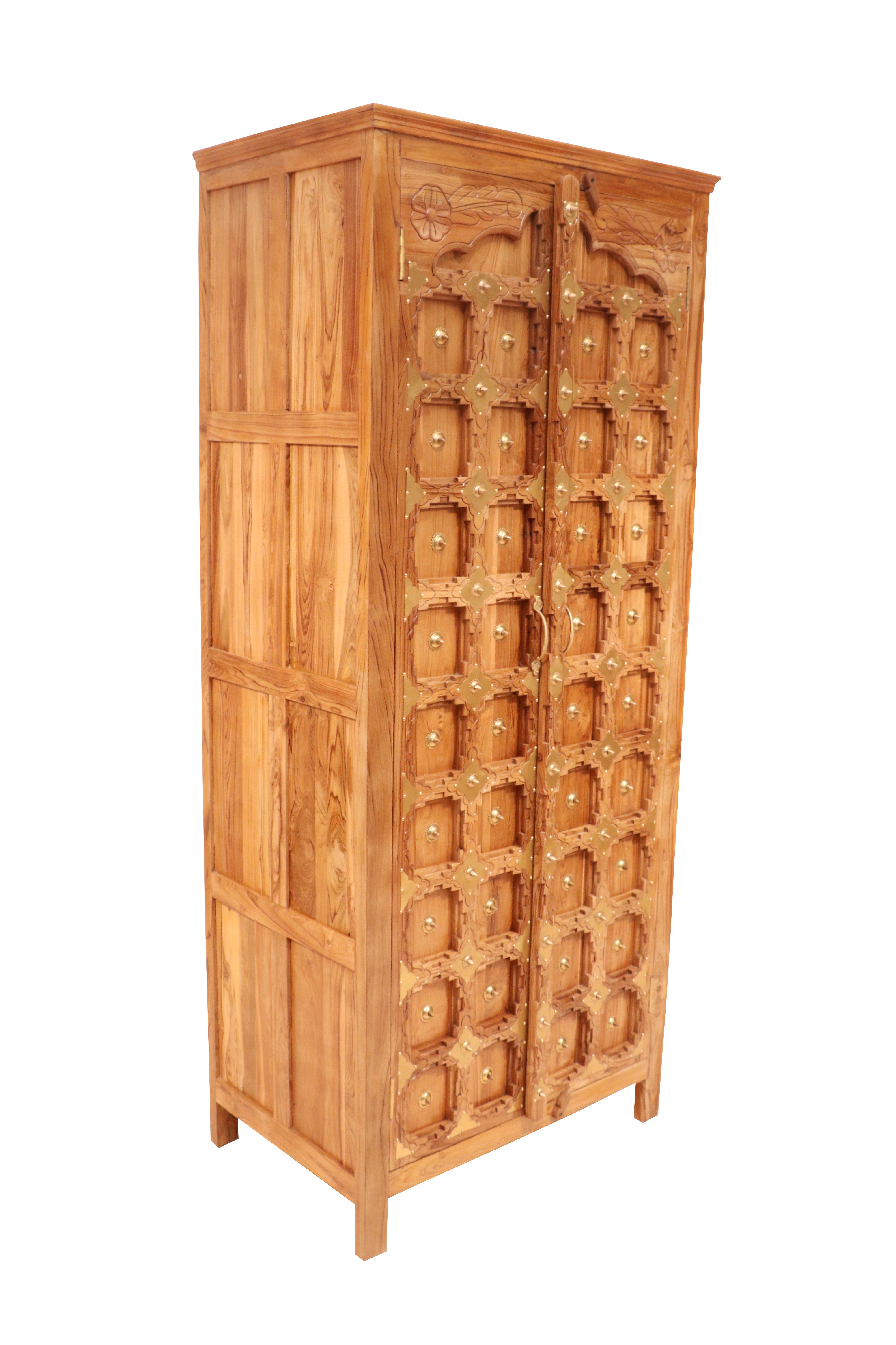 Classic Multiple Storage & Block Style Handmade Large Wooden Cupboard for Home Wardrobe