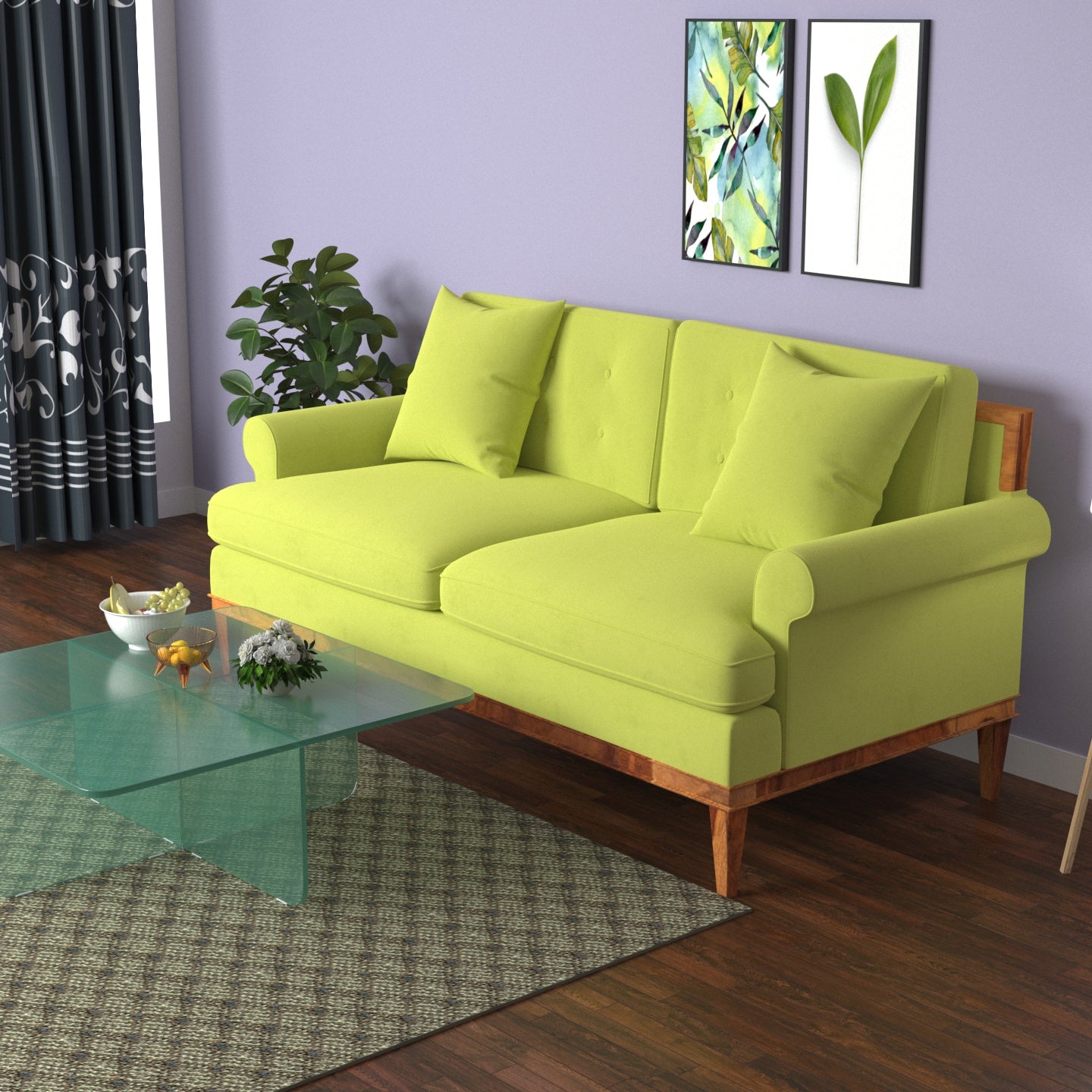 Spring Green Shaded Premium 2 Seater Sofa Sofa
