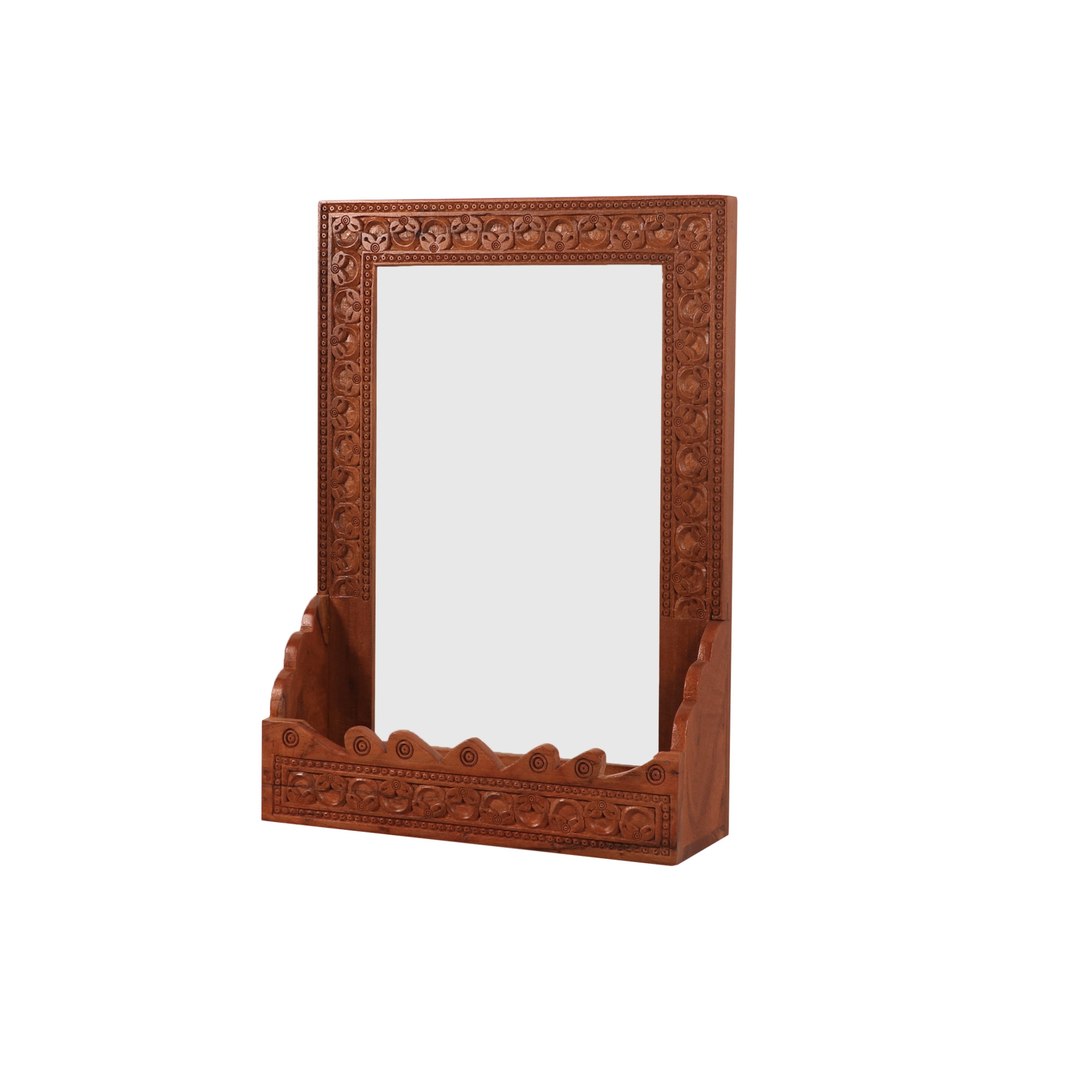 Beautifully Carved mirror with Shelf Mirror