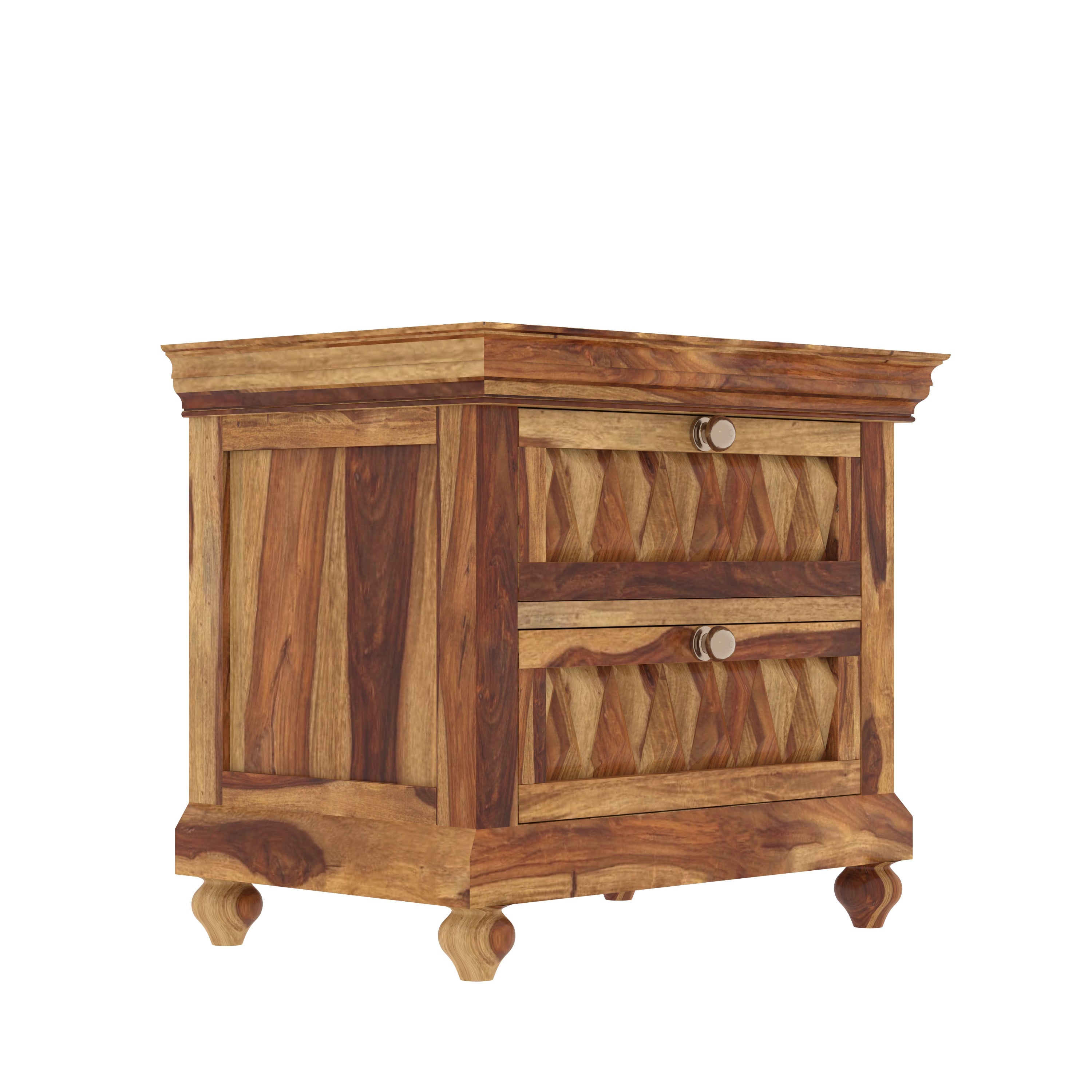 Jaguar Sheesham Finished Wooden Handmade Storage Cabinet Bedside