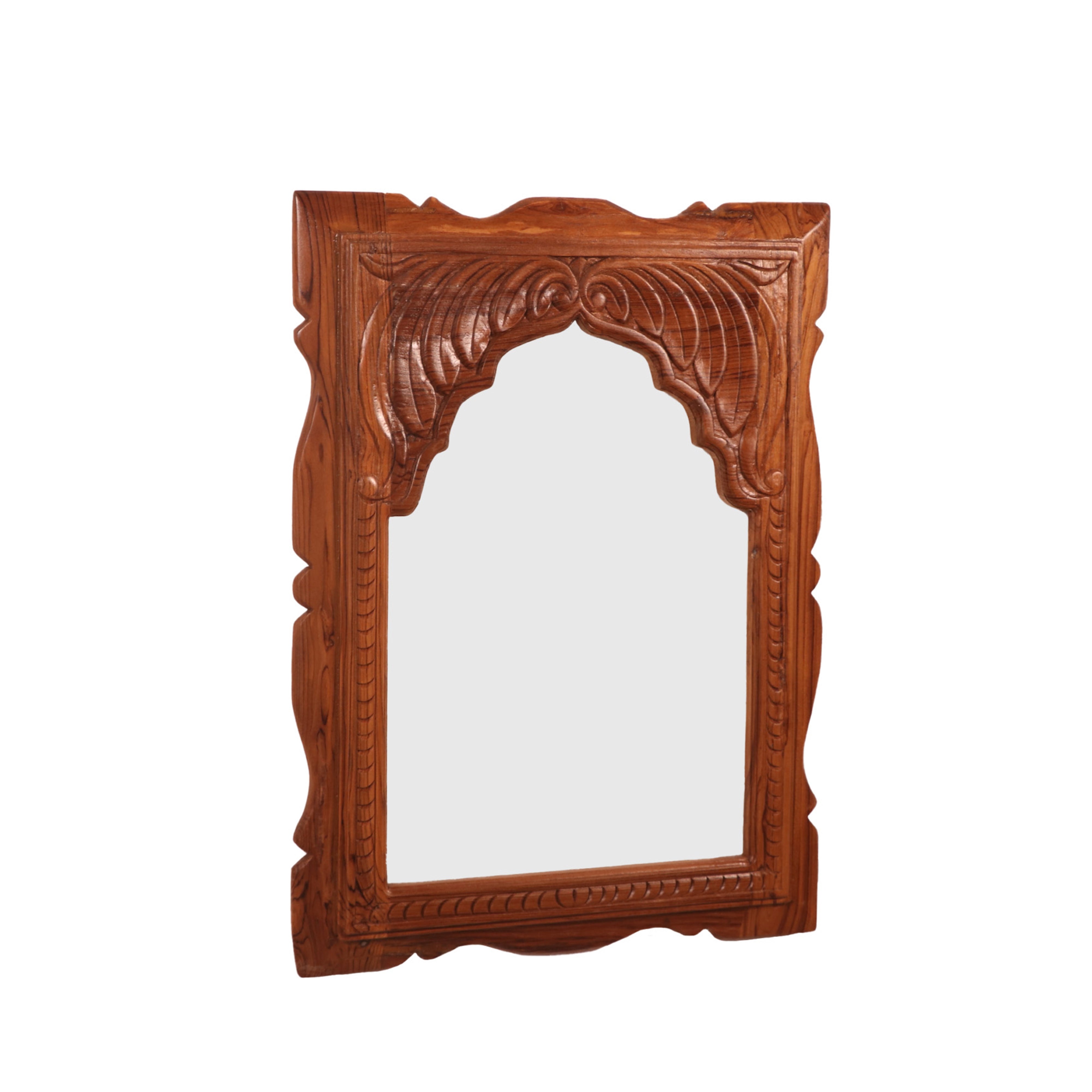 Beautifully carved flower pattern Teak Mirror Frame Mirror