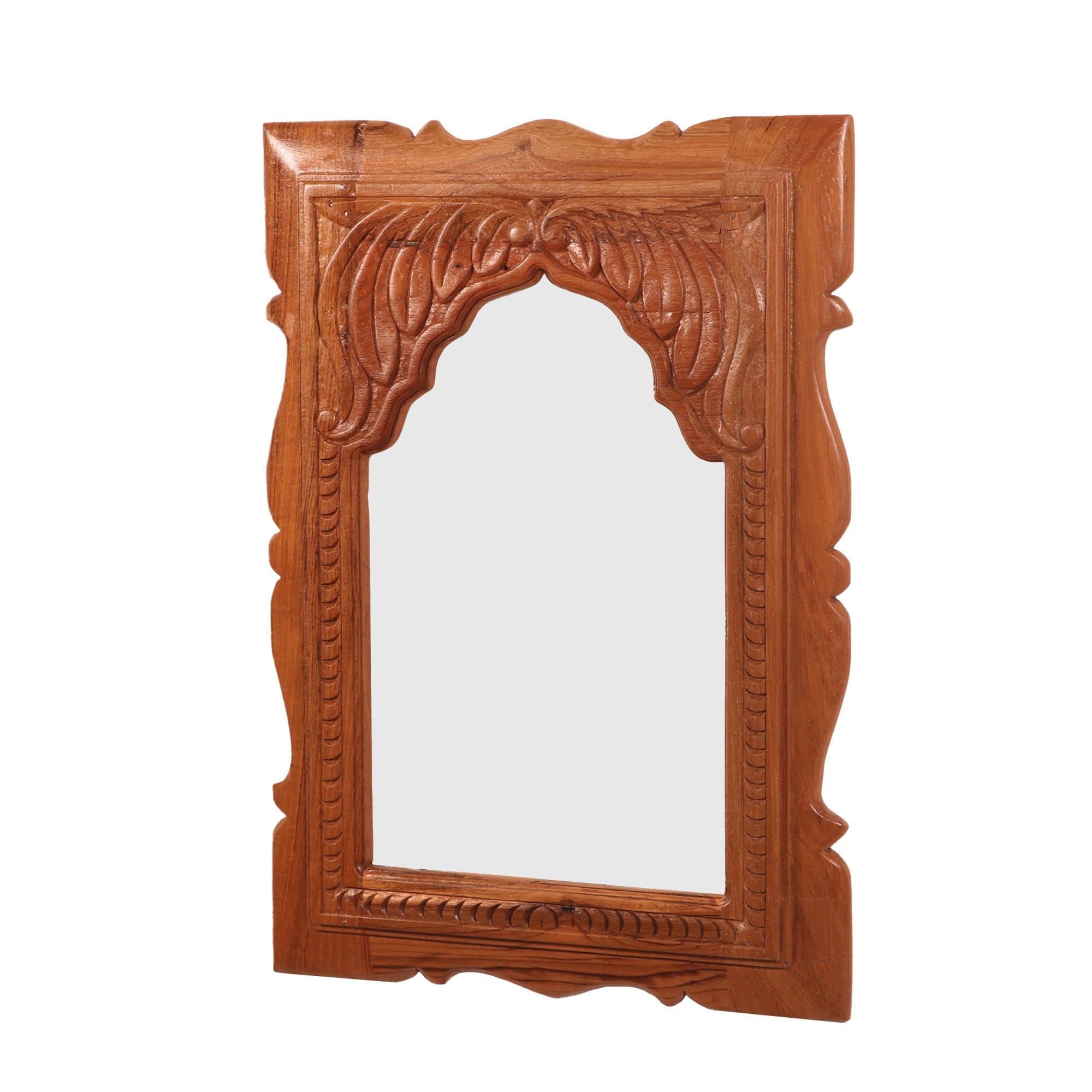 Carved flower pattern Teak Mirror Frame Mirror