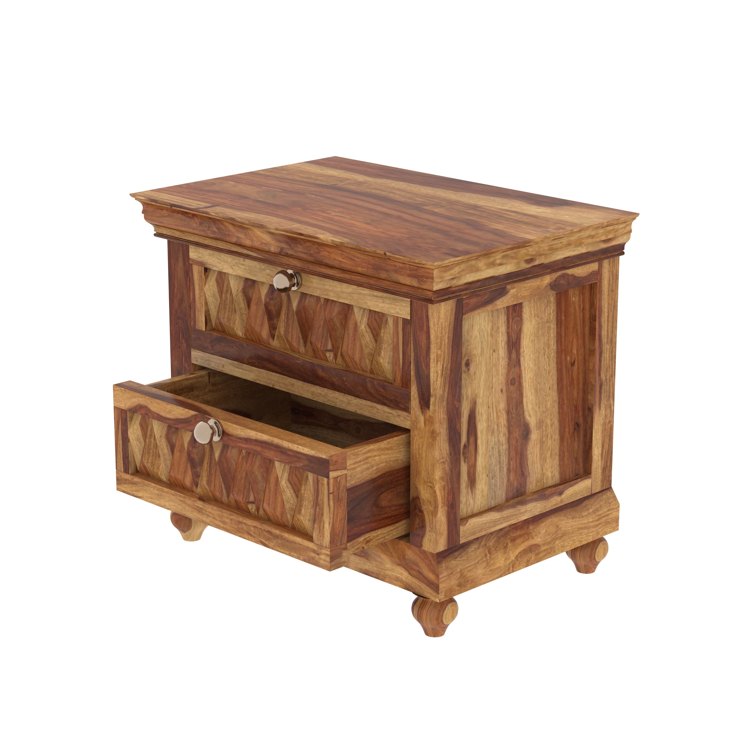 Jaguar Sheesham Finished Wooden Handmade Storage Cabinet Bedside
