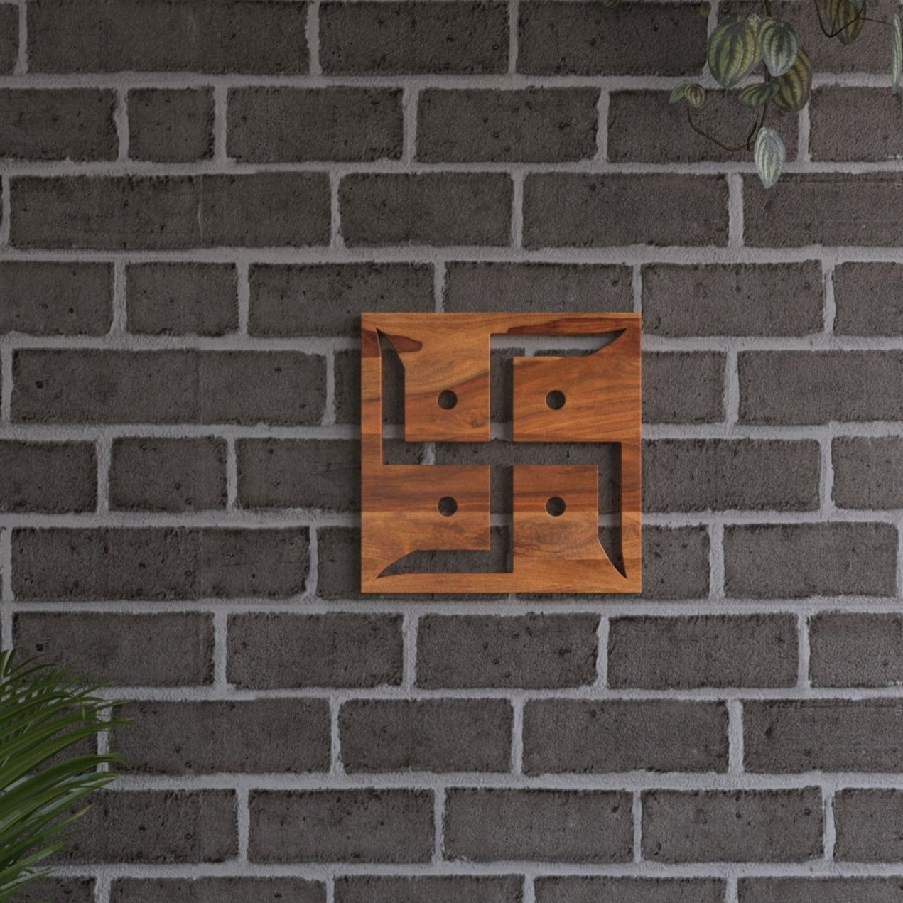 Adorable Antique Sheesham Wooden Swastik Wall Decor Wall Decor