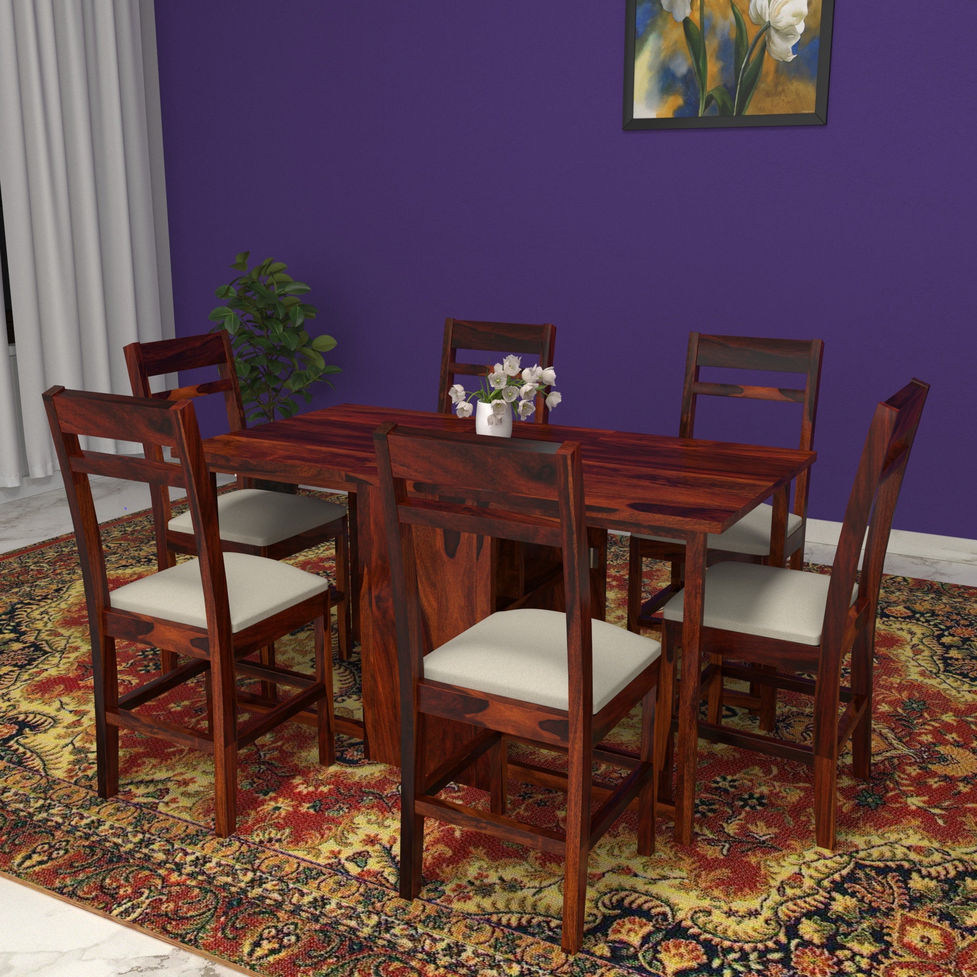 Dark Mamba Style Handmade Complete Wooden Dining Set Dining Set