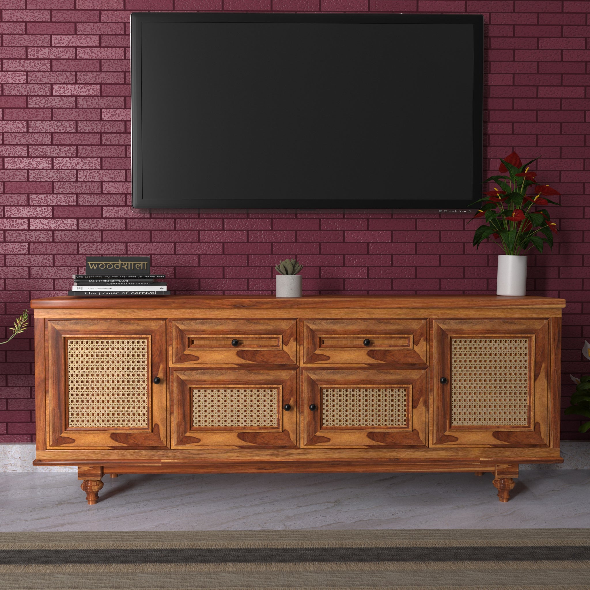 Heritage Classic Finish Handmade Wooden Vintage TV Stand for Home