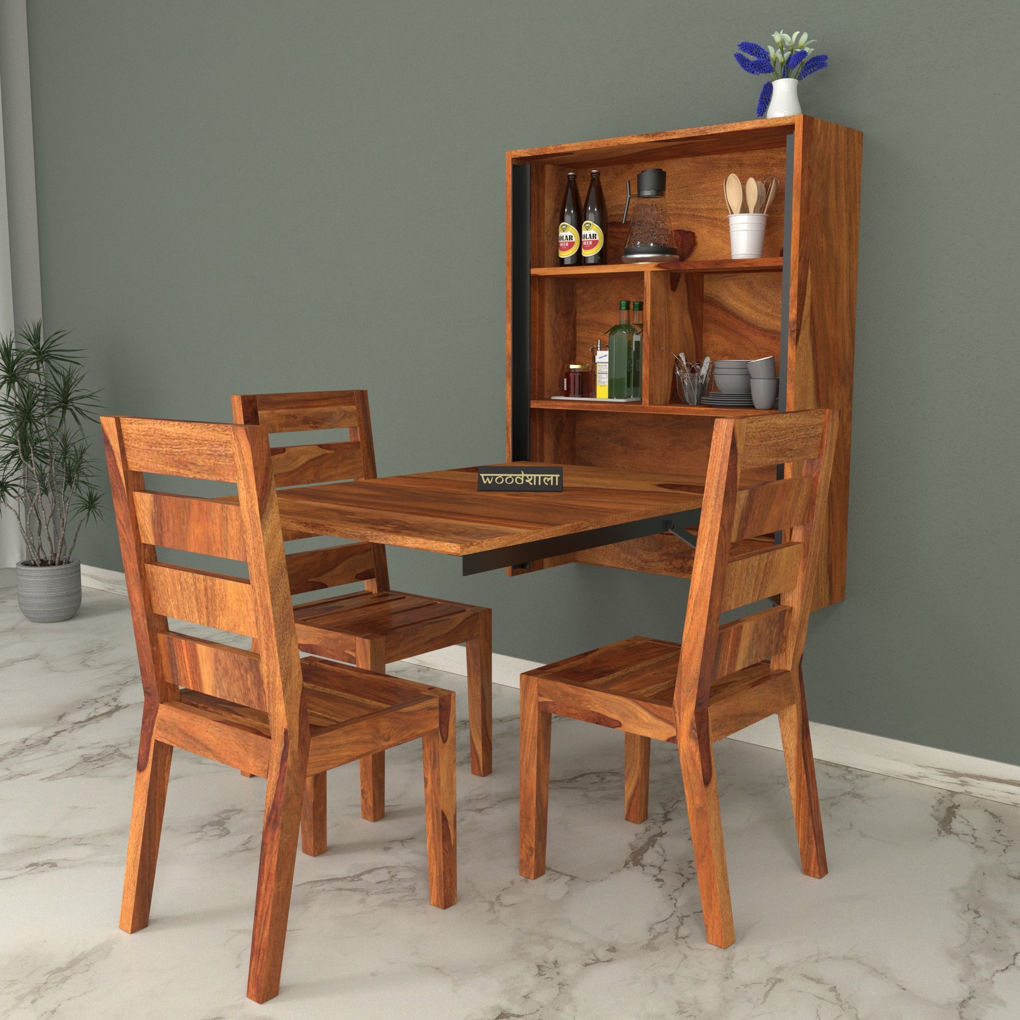 Vintage Modern Homes Style Handmade Wooden Dining Set and Rack Dining Set