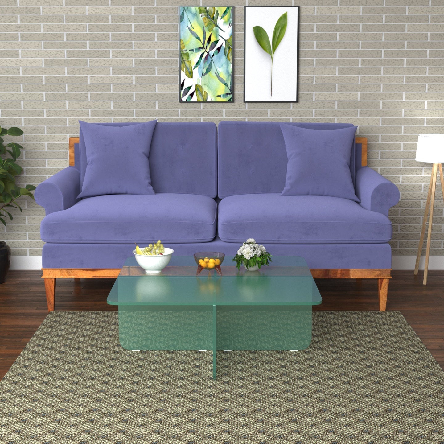 Royal Purple Shaded Premium 2 Seater Sofa Sofa