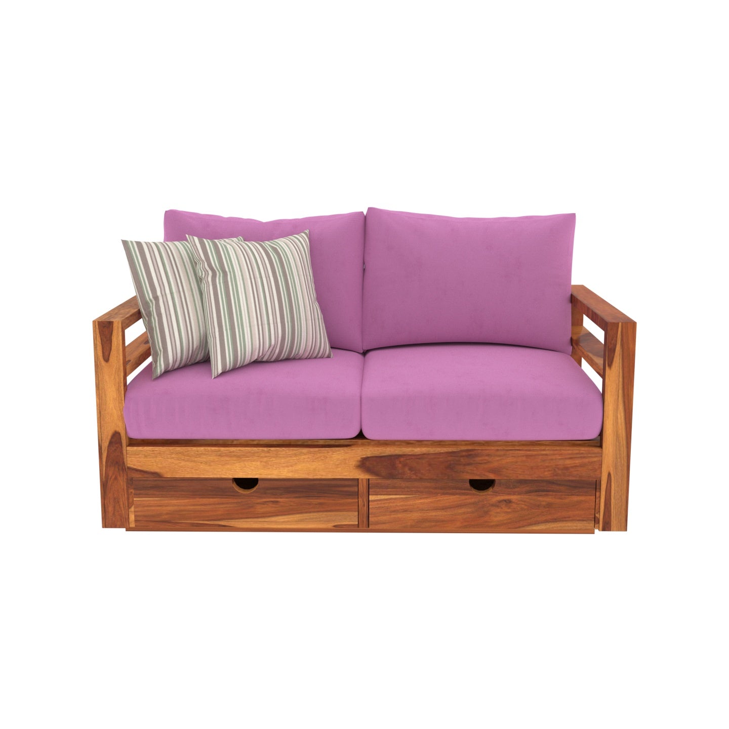 Dark Pink Vintage Wooden Sofa Cum Bed Sofa