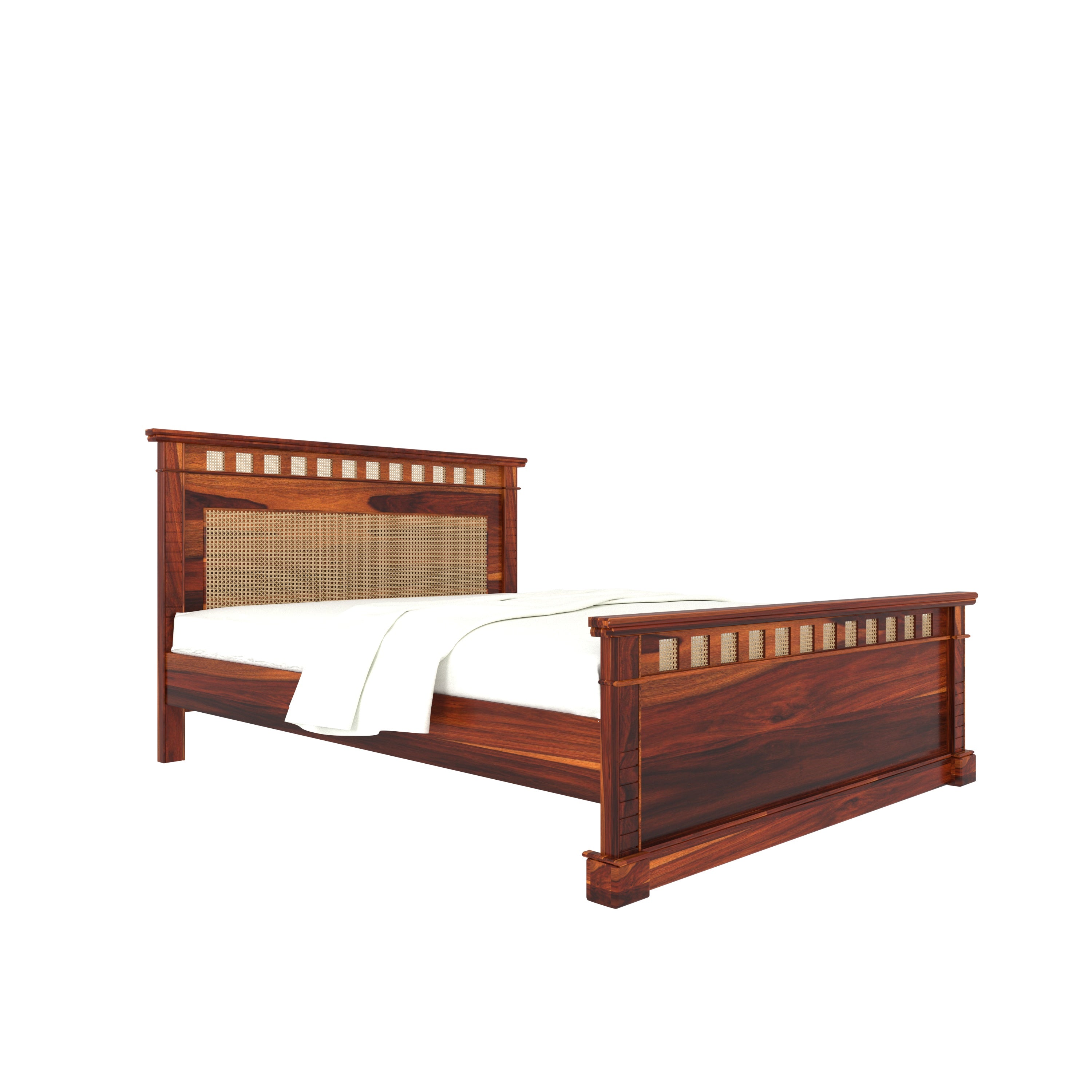 Aesthetic Vintage Style Wooden Handmade Bed with Double Drawer Bedside Bedroom Furniture Sets