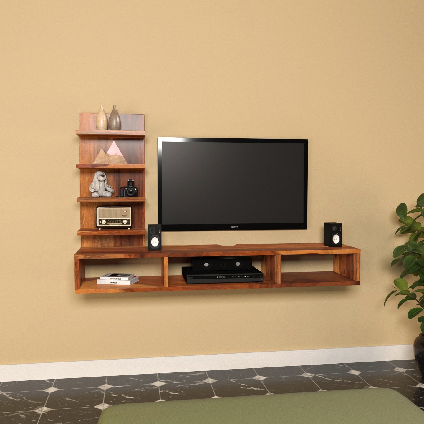 Classics 4 Shelf with Triple Storage Handmade Wooden TV Unit Tv stand