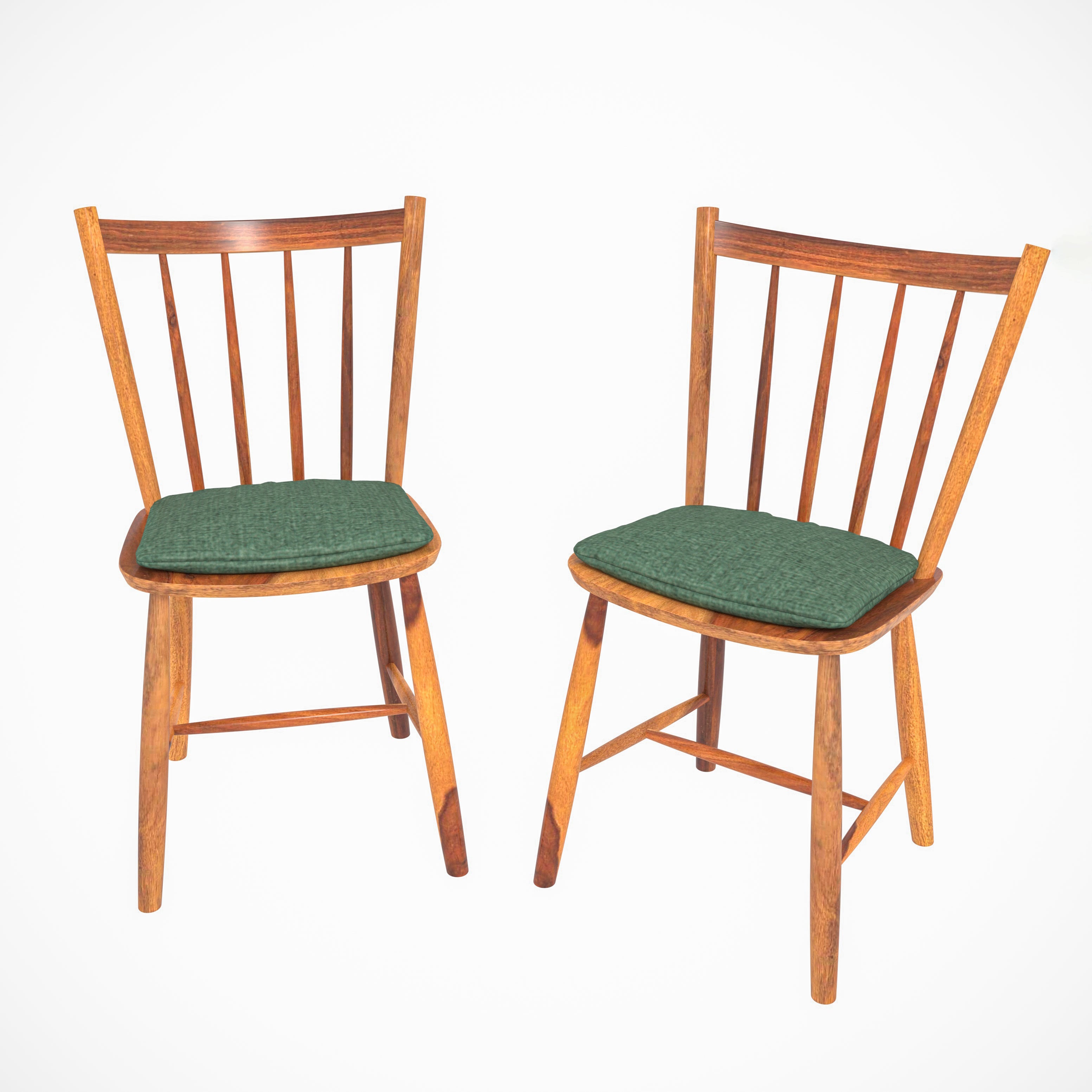Modern Thick Pillar Back Style Handmade Wooden Chair Set of 2 Dining Chair
