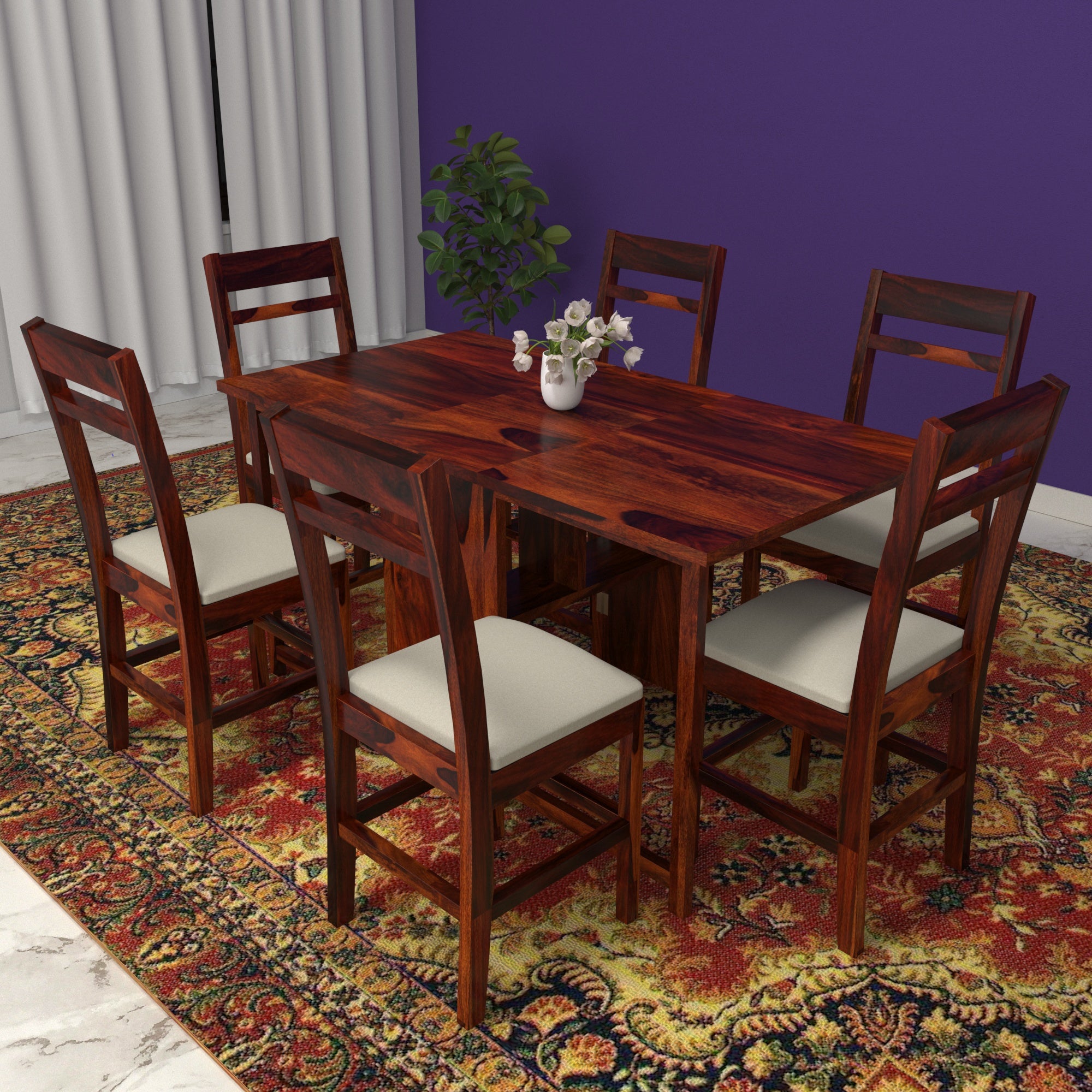 Dark Mamba Style Handmade Complete Wooden Dining Set Dining Set