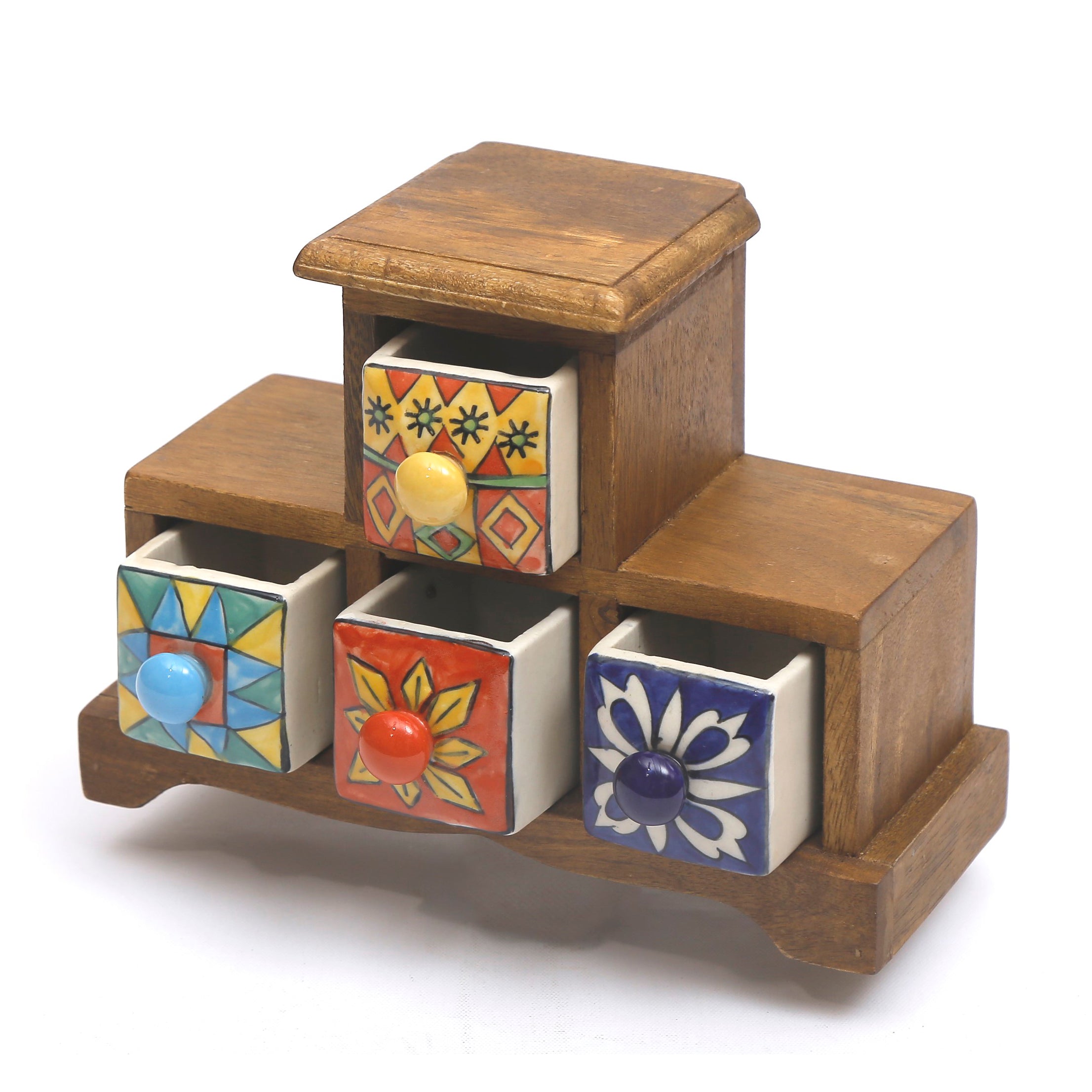 Four Drawer Ceramic Chest Desk Organizer
