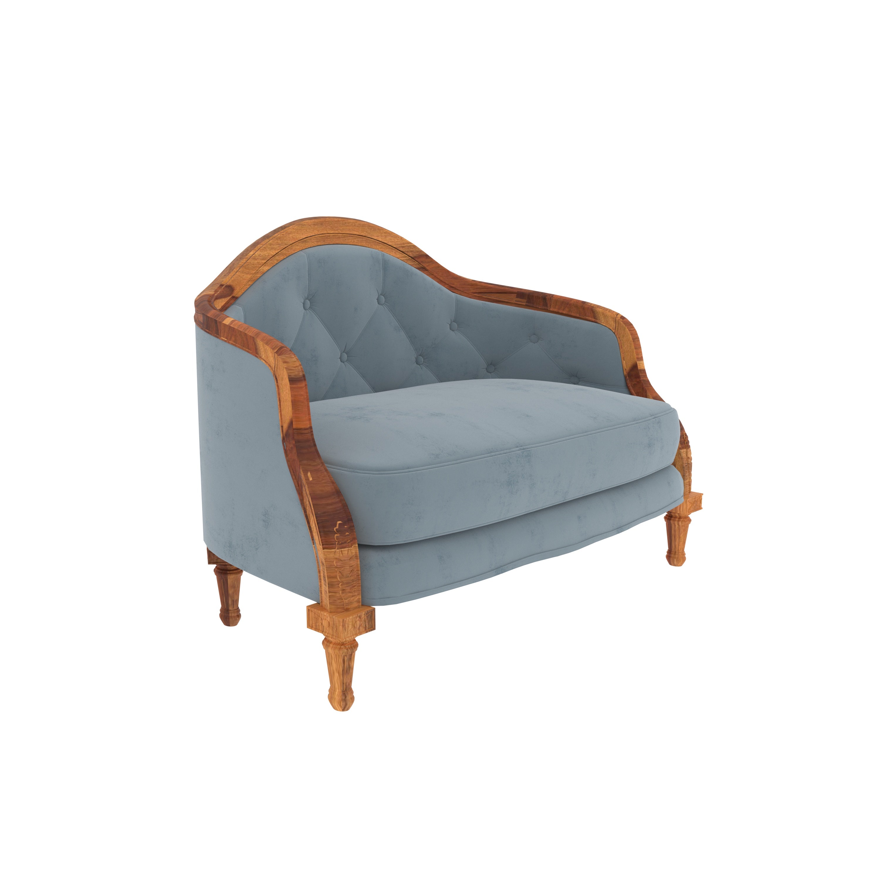 Saffron Blue Double Seater Wooden Vintage Sofa Sofa
