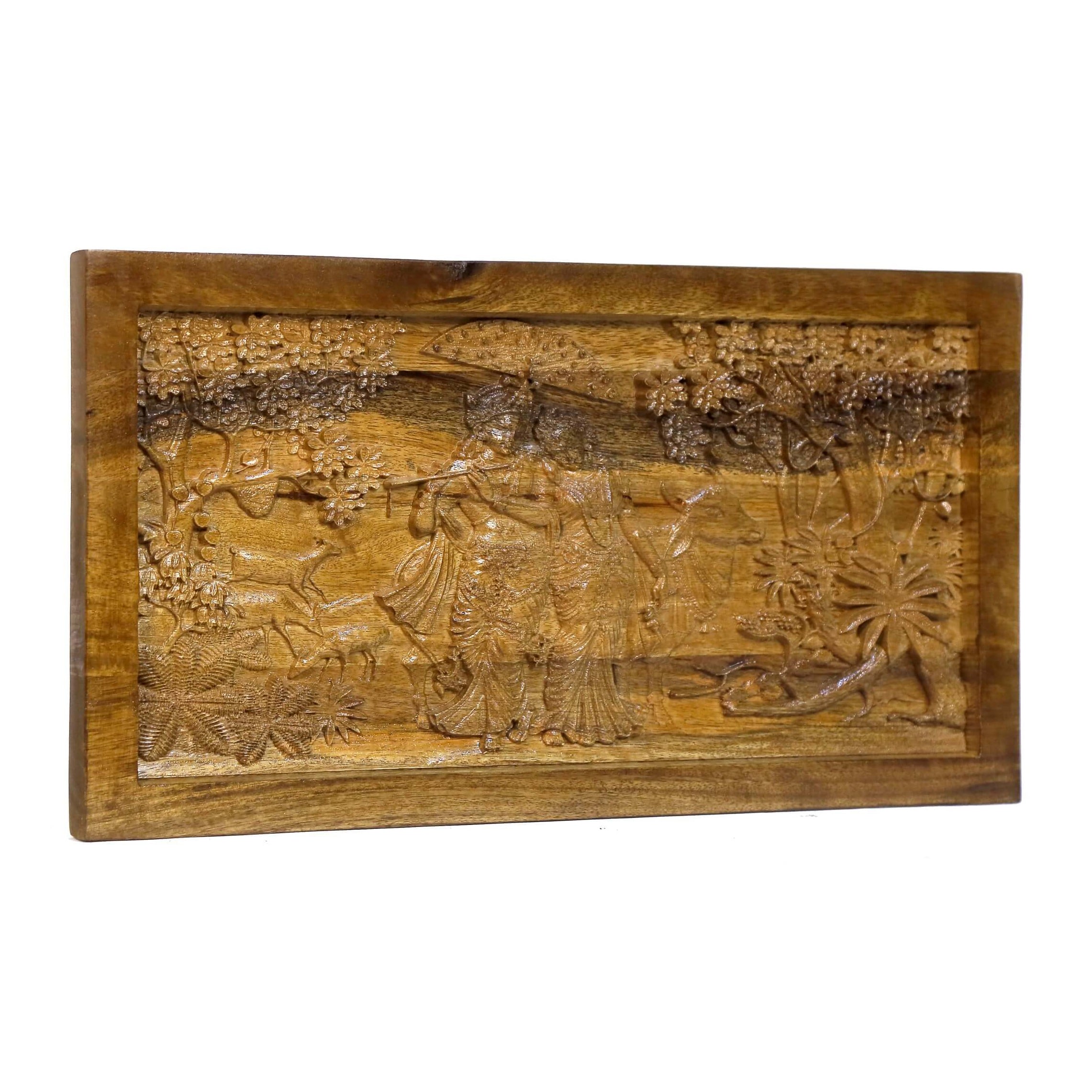 Vrindavan Radha Krishna Wooden Frame Artwork Wall Decor