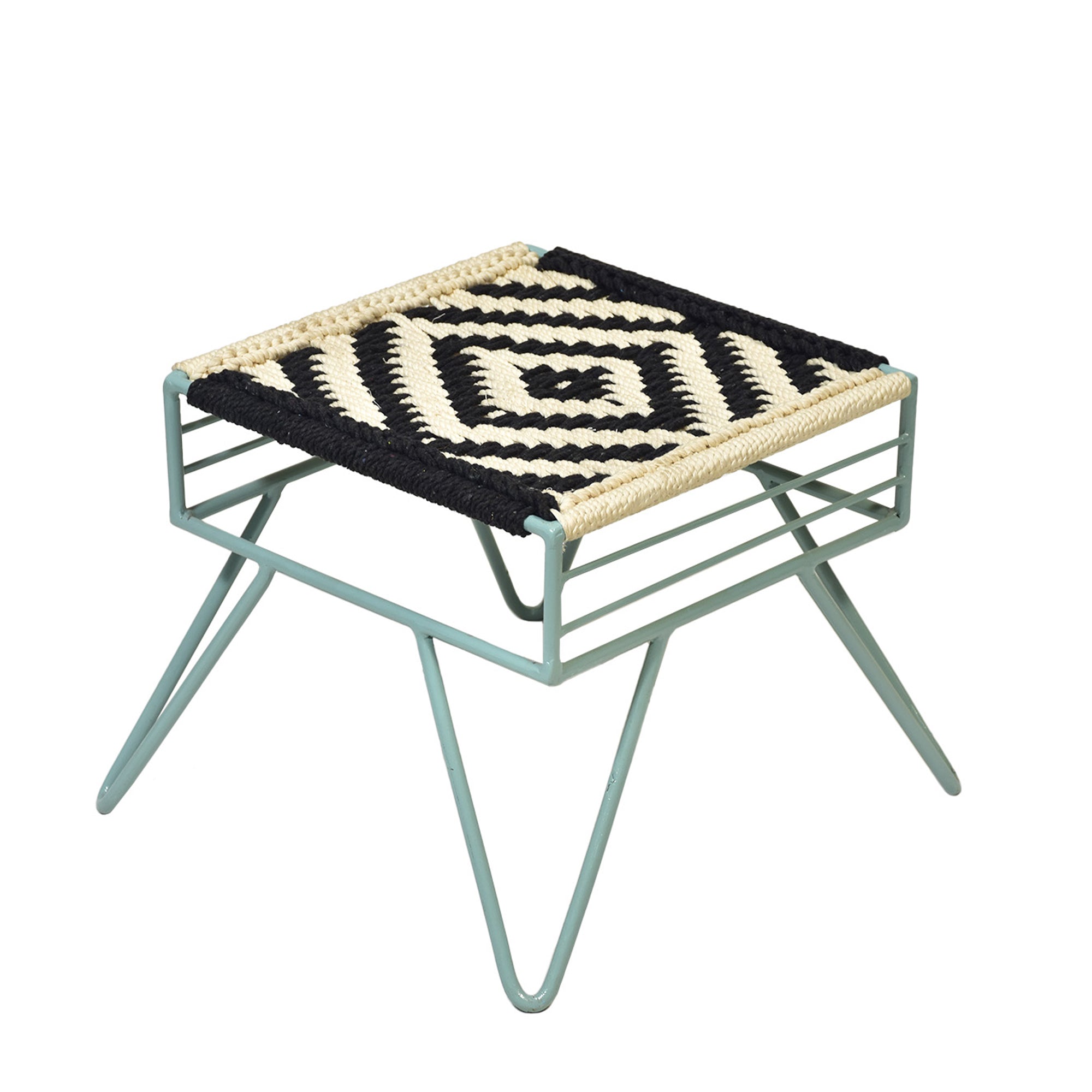 Woven black white metallic weaving Stool Stool