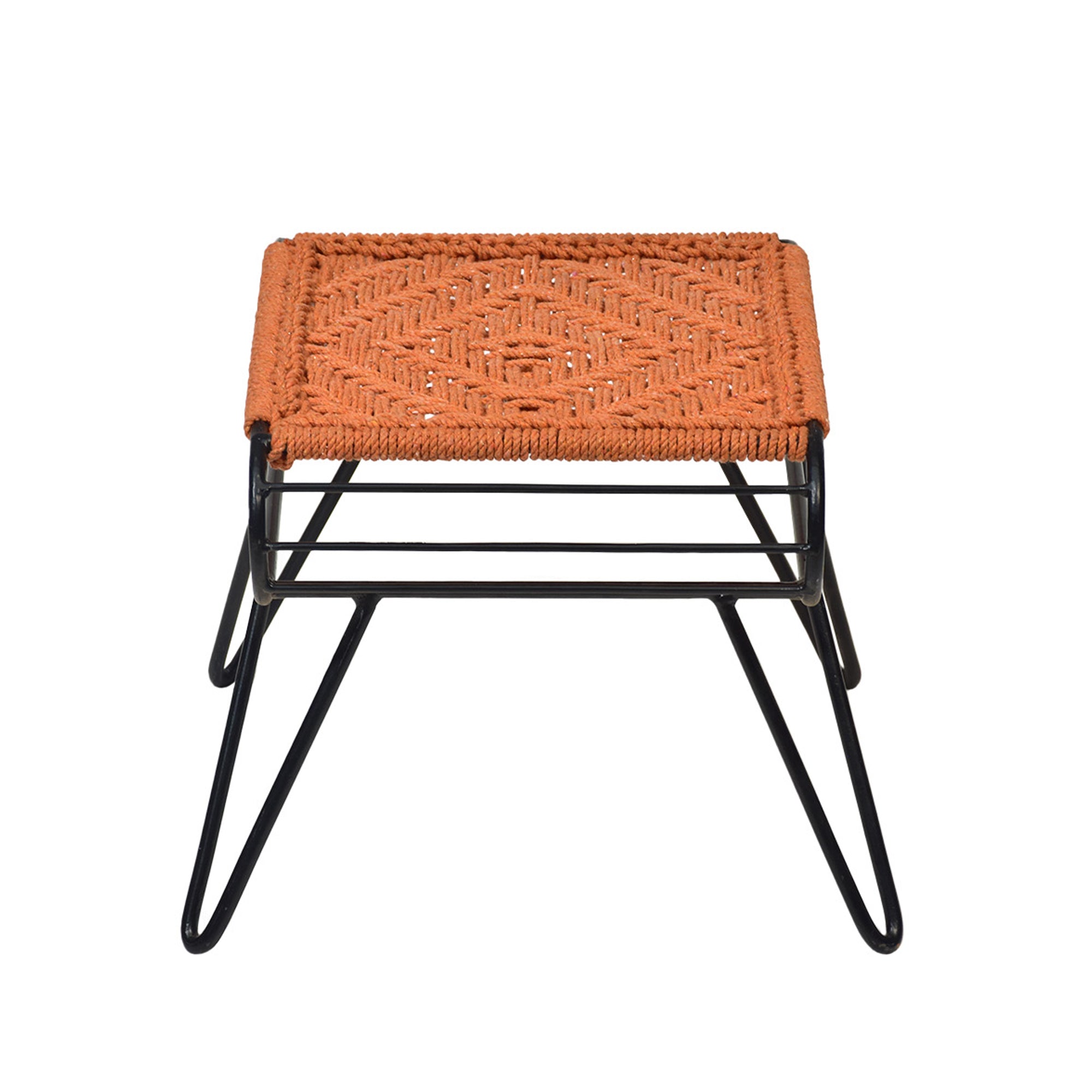 Black Legs Retro Style Woven Stool Stool