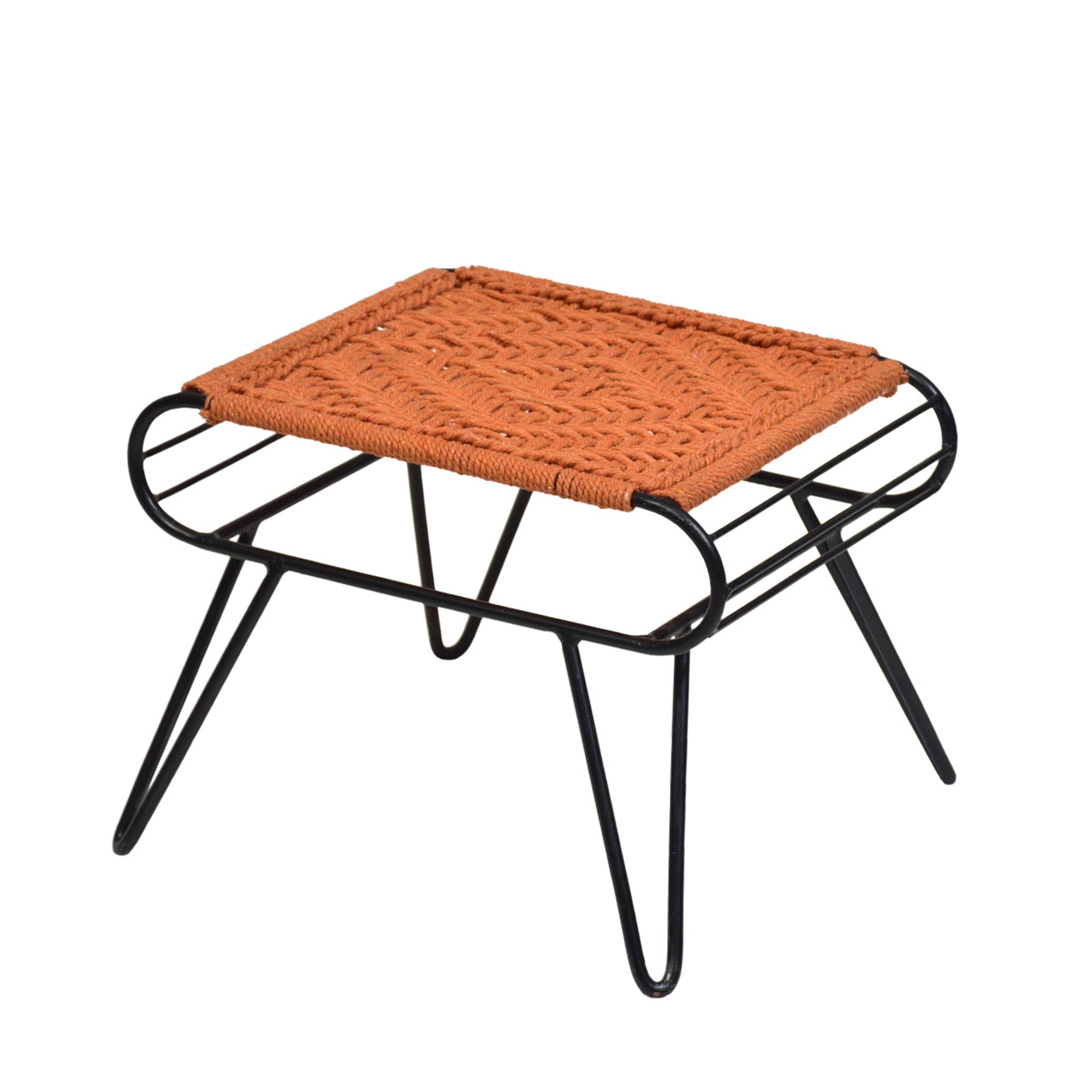 Black Legs Retro Style Woven Stool Stool
