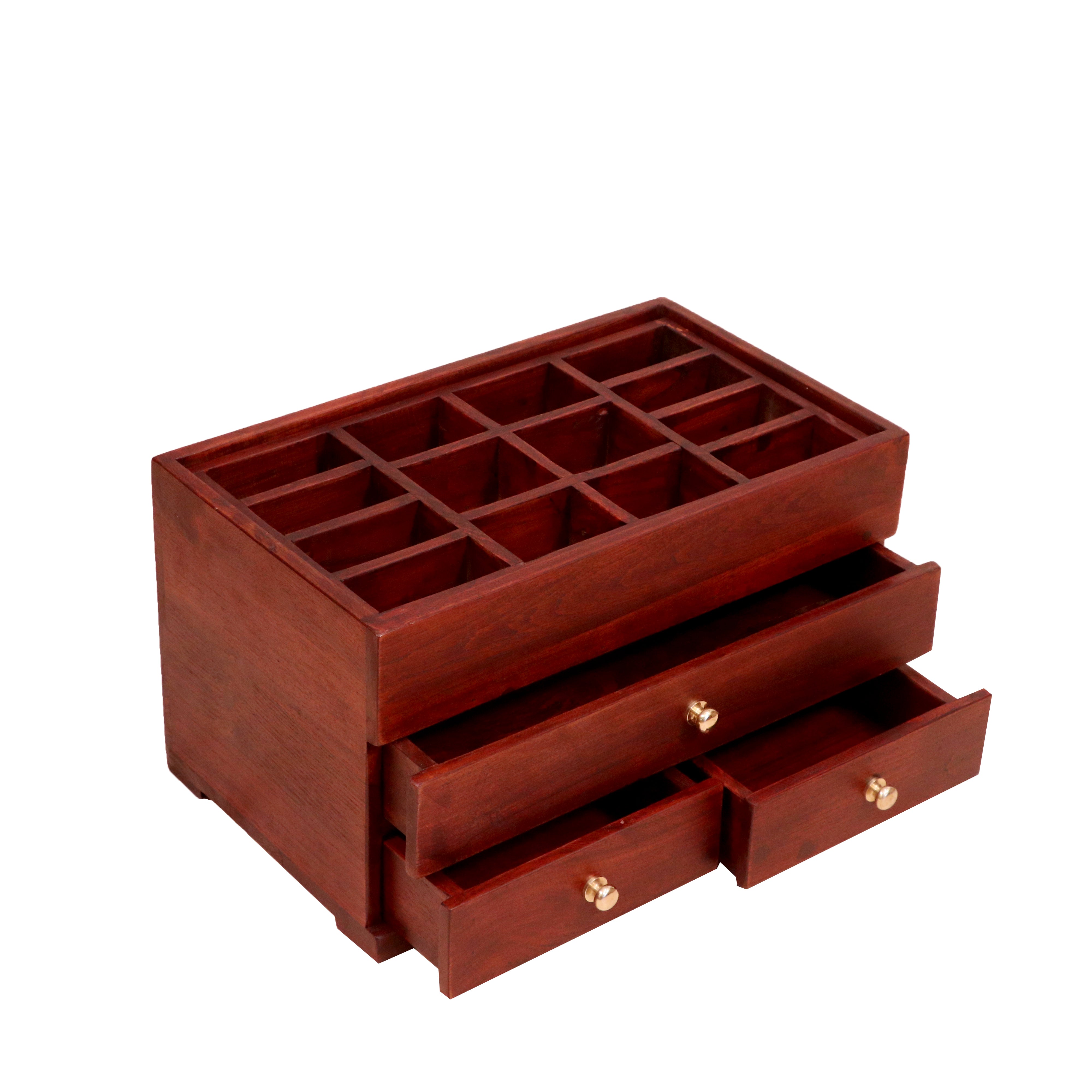 Constructive Multi-Slots with Multi-Drawers Handmade Wooden Desk Organizer for Home Desk Organizer