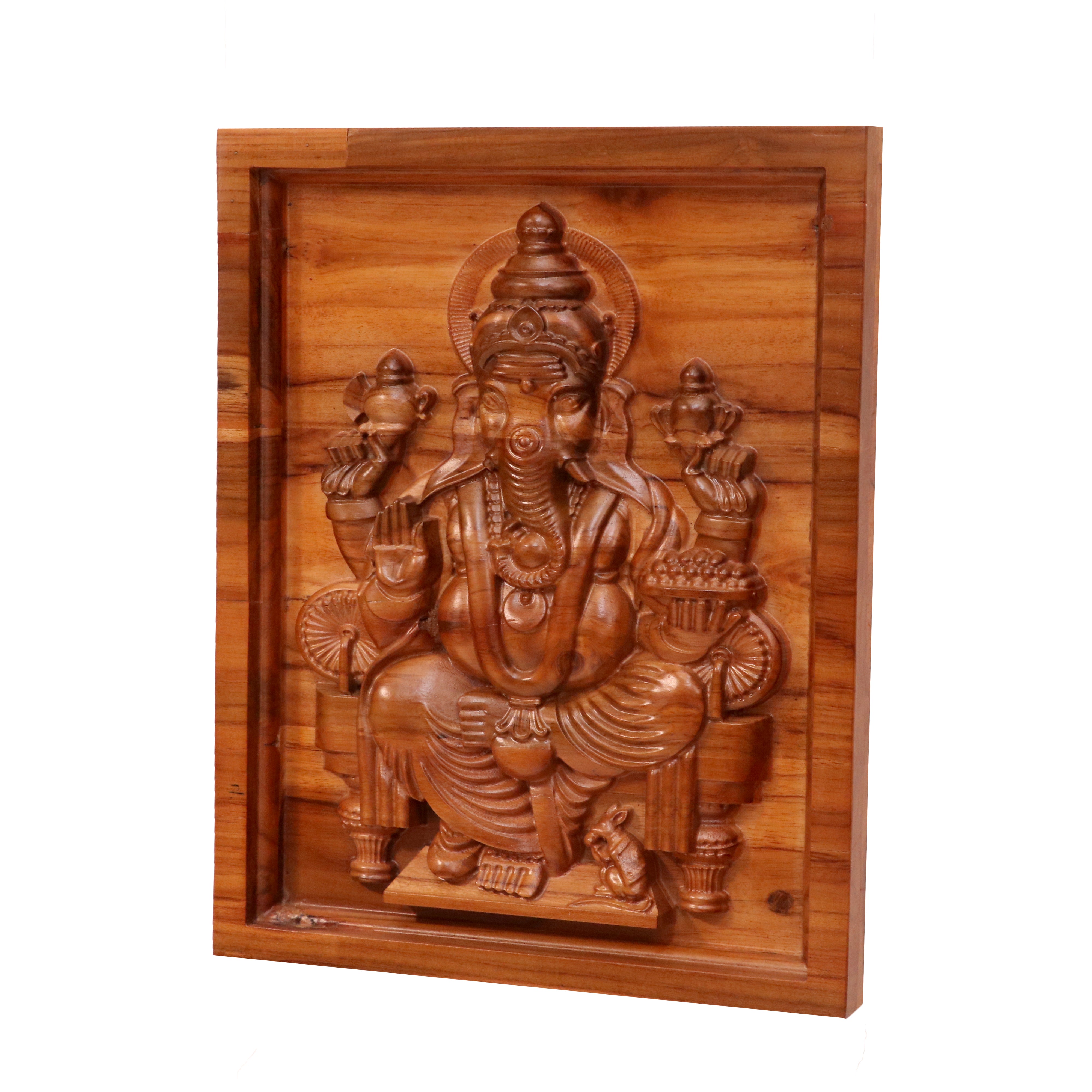 Old Classic Handmade Vintage Wooden Lord Ganesh Wall Frame for Home Wall Decor