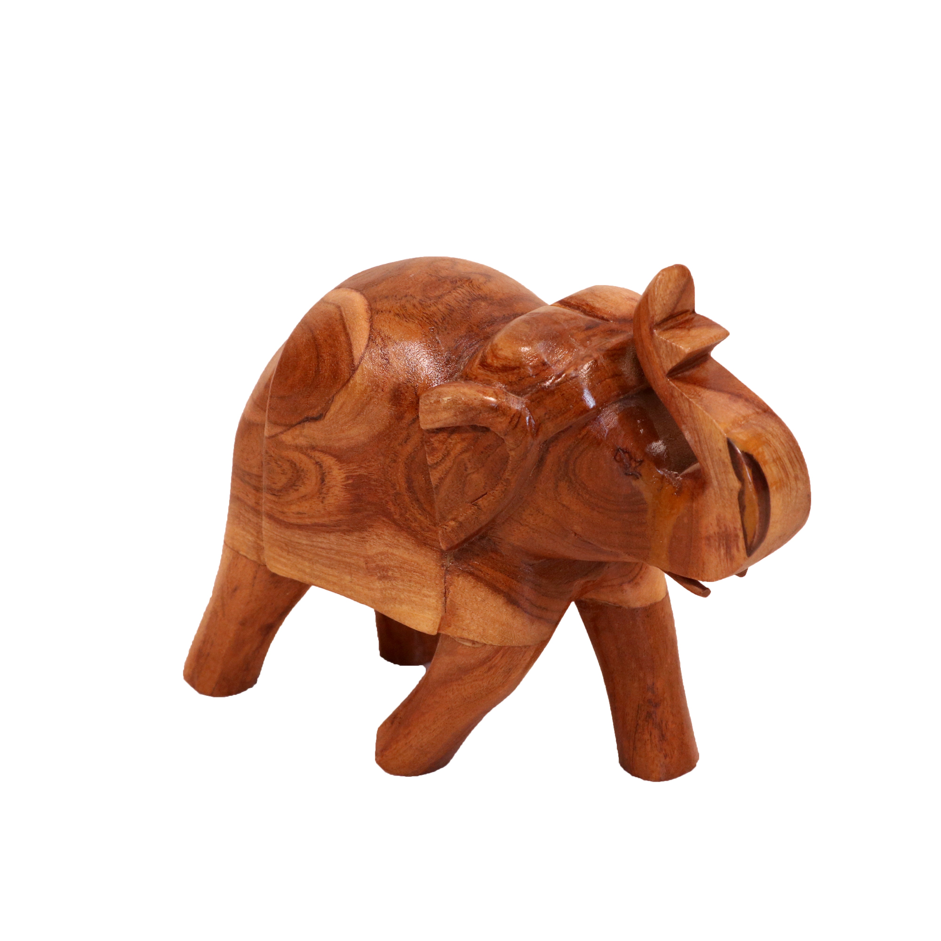 Walking Wooden Carved Decor Elephant Animal Figurine