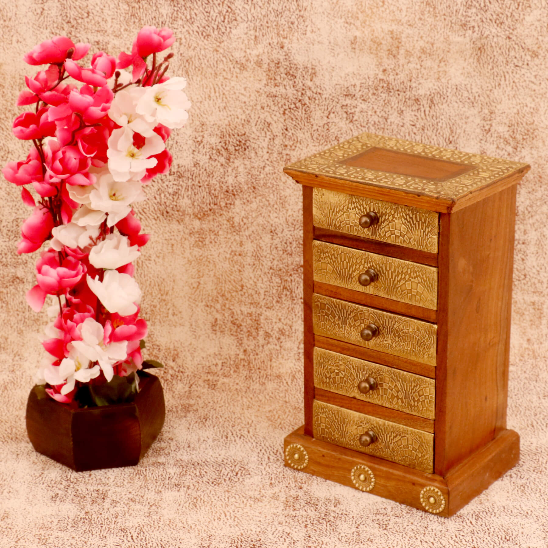 Five Drawer Chest (Natural Tone) Desk Organizer