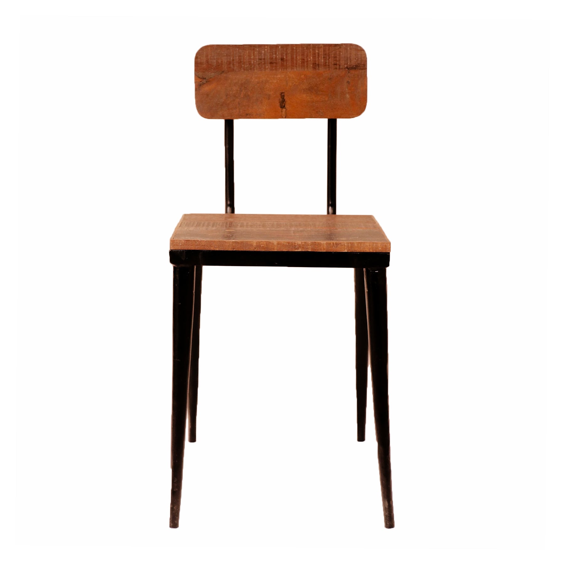 (Set of 2) Solid Backed Solid Wood Iron Chair Dining Chair