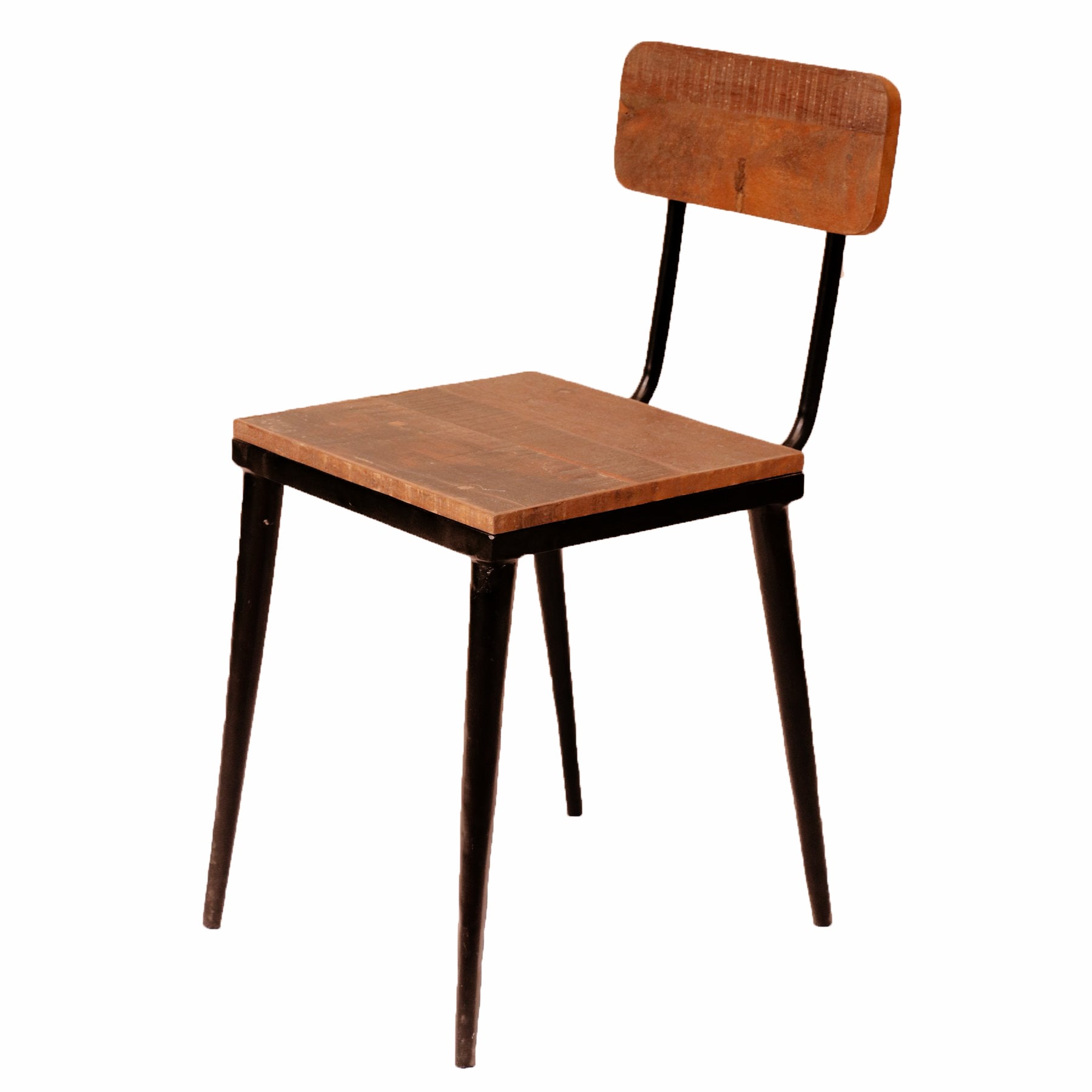 (Set of 2) Solid Backed Solid Wood Iron Chair Dining Chair