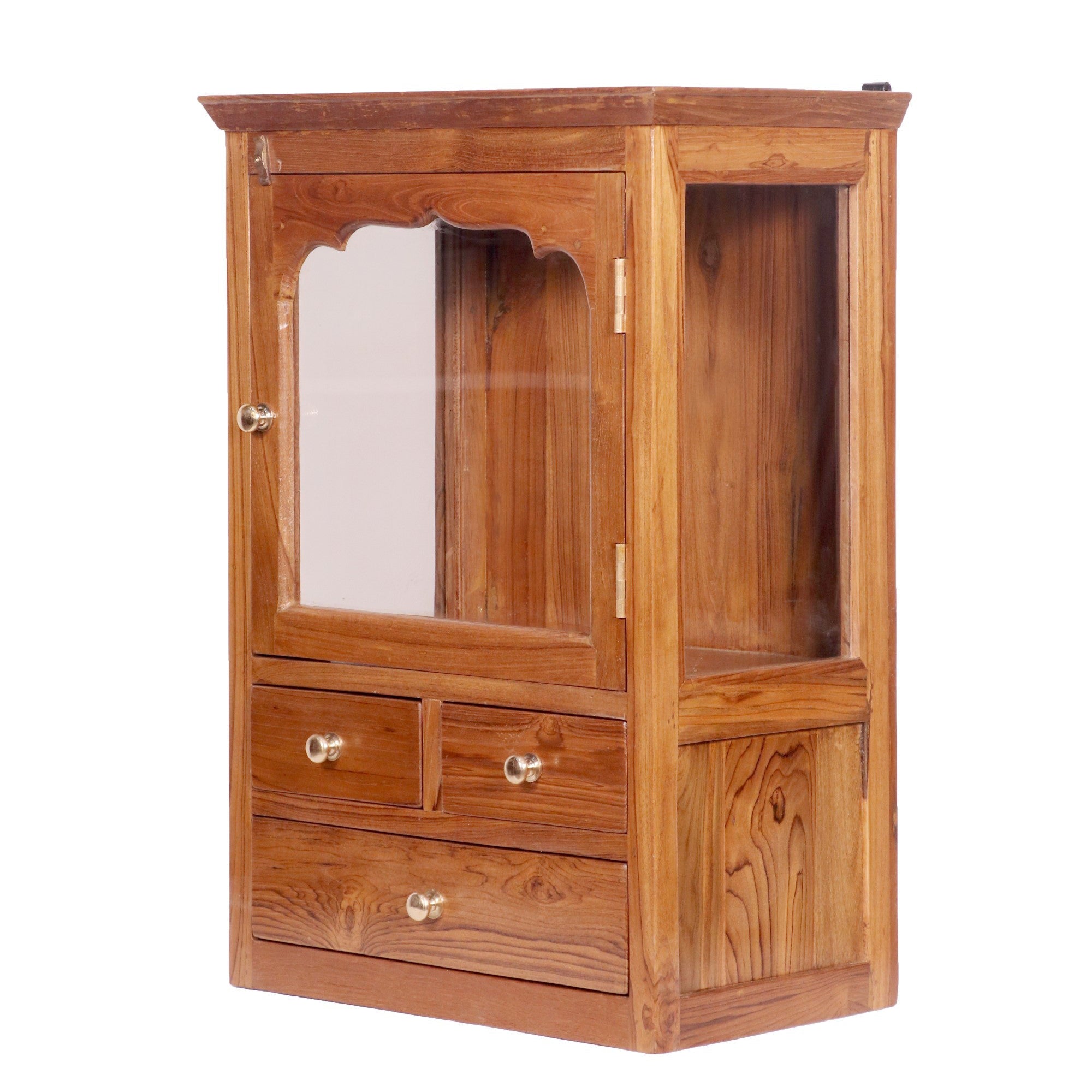 Wooden 3 Drawer 1 Glass Door Wall Cabinet Wall Cabinet