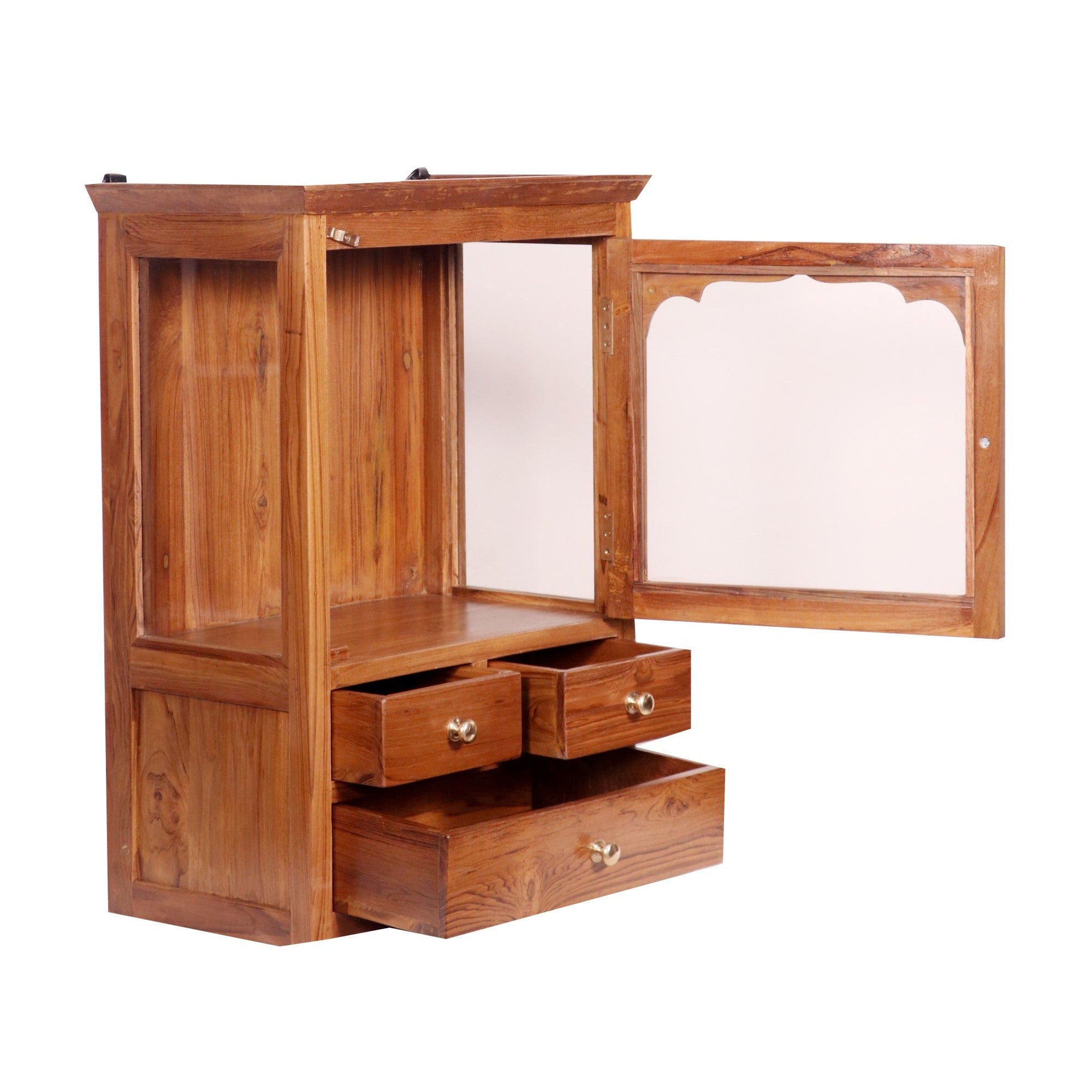 Wooden 3 Drawer 1 Glass Door Wall Cabinet Wall Cabinet