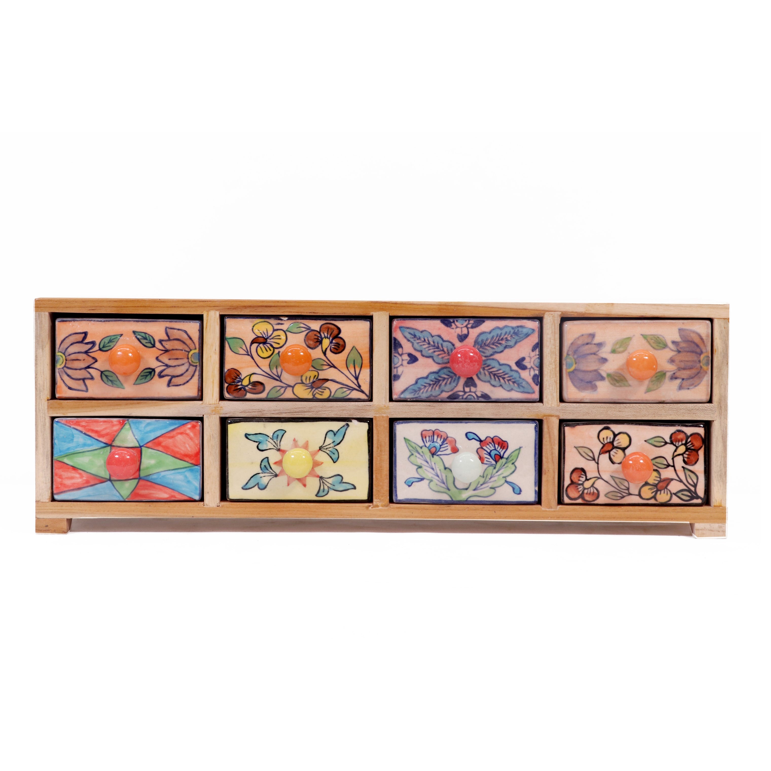 Slim 8 drawer wide ceramic organizer Desk Organizer