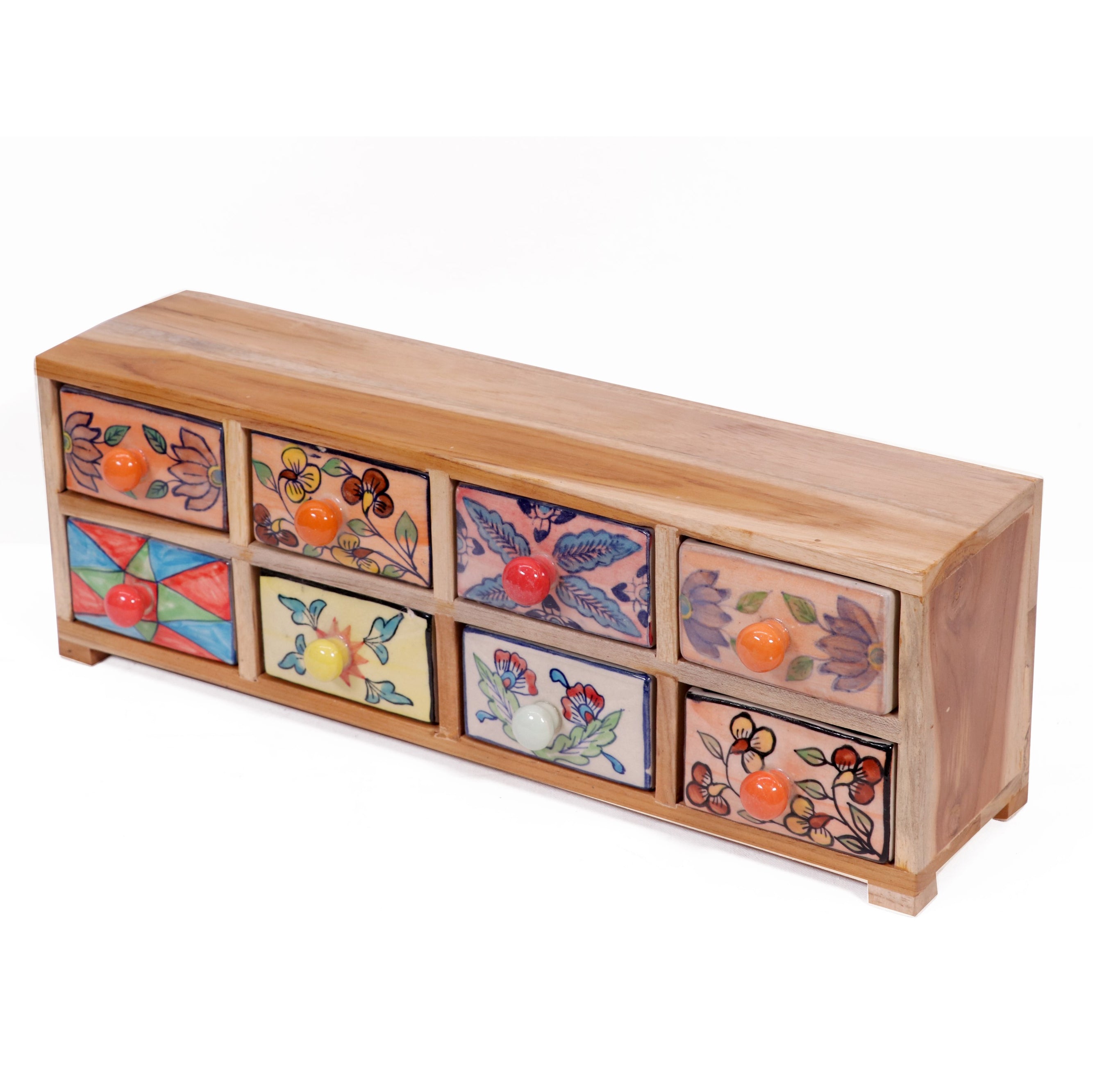 Slim 8 drawer wide ceramic organizer Desk Organizer