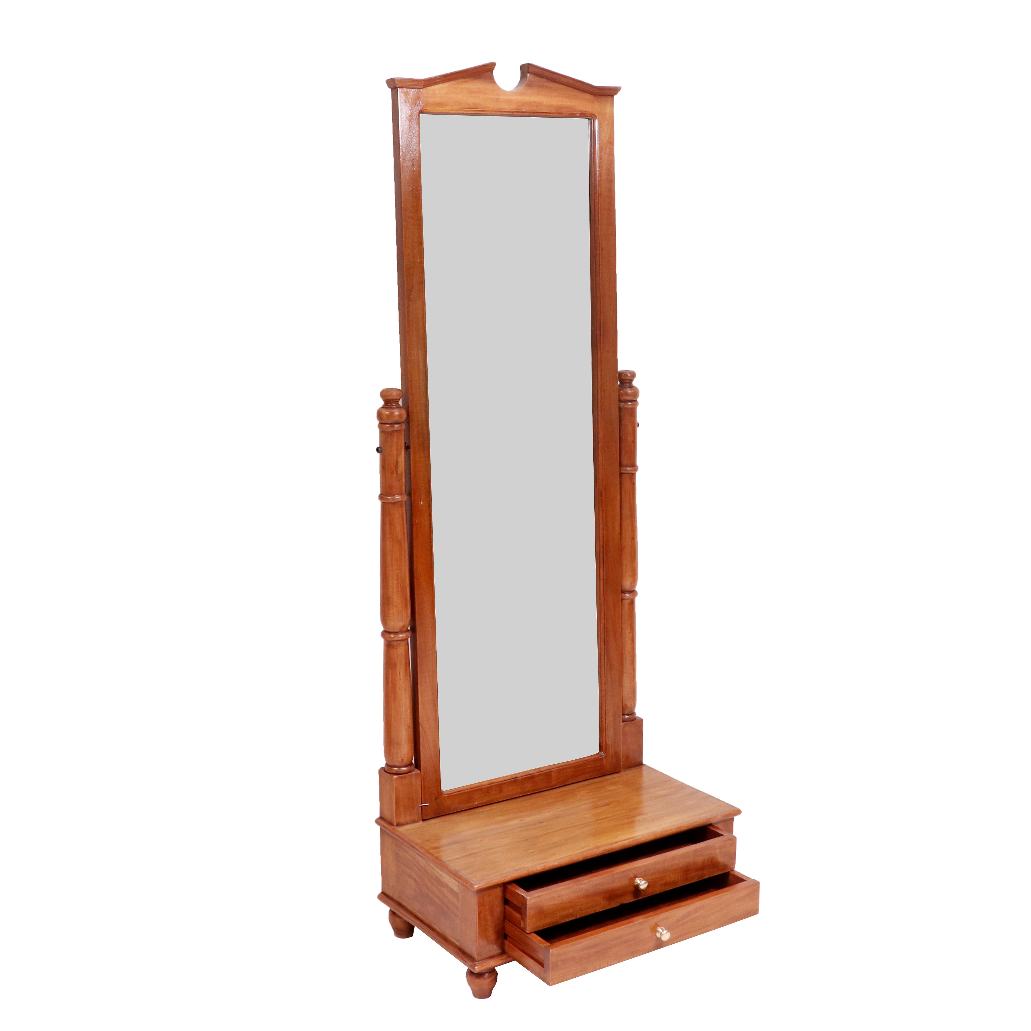 Compact teak wood revolving mirror stylish sleek dressing table Dressing Table