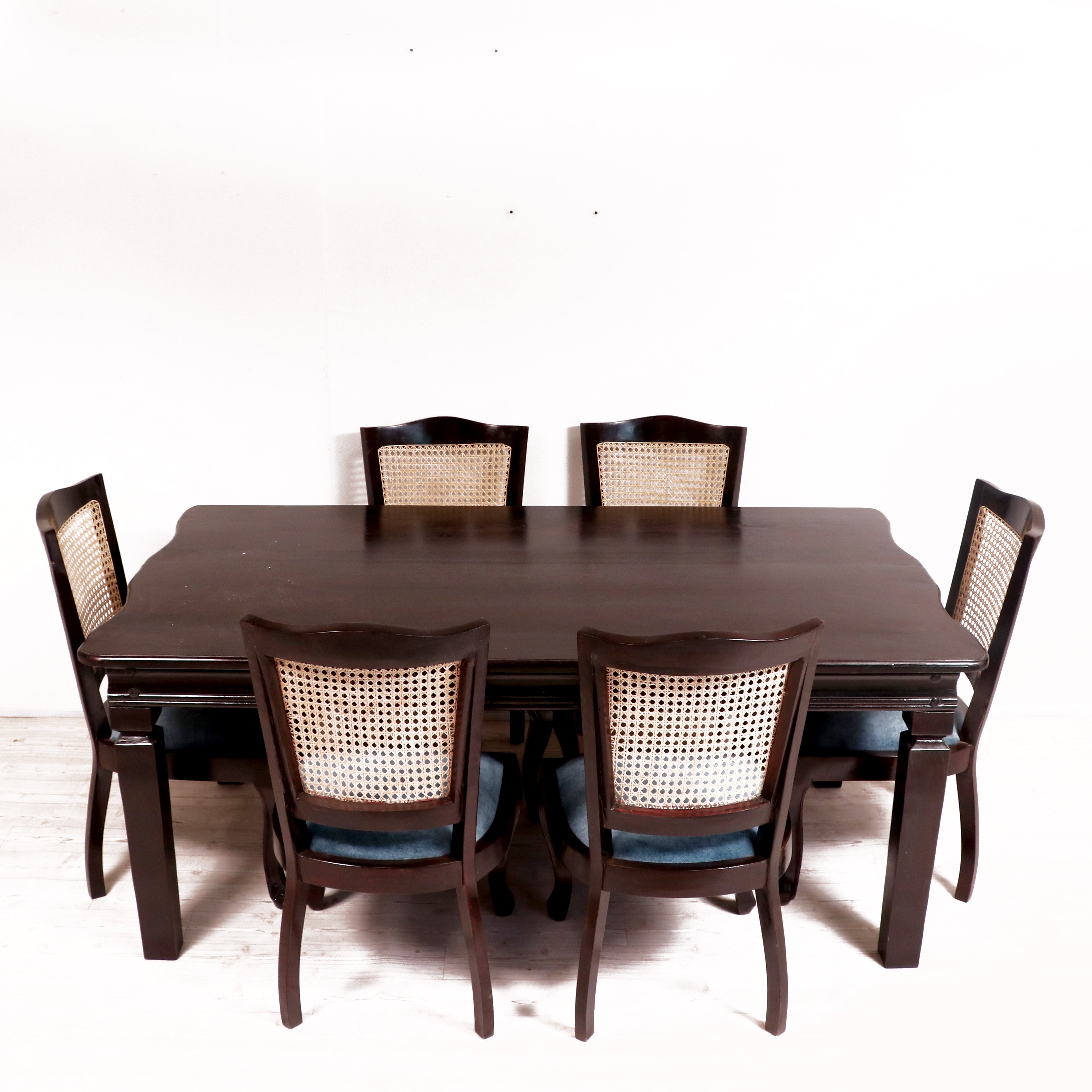 Classic Cane chairs with Modern Dining table 6 Seater Set Dining Set